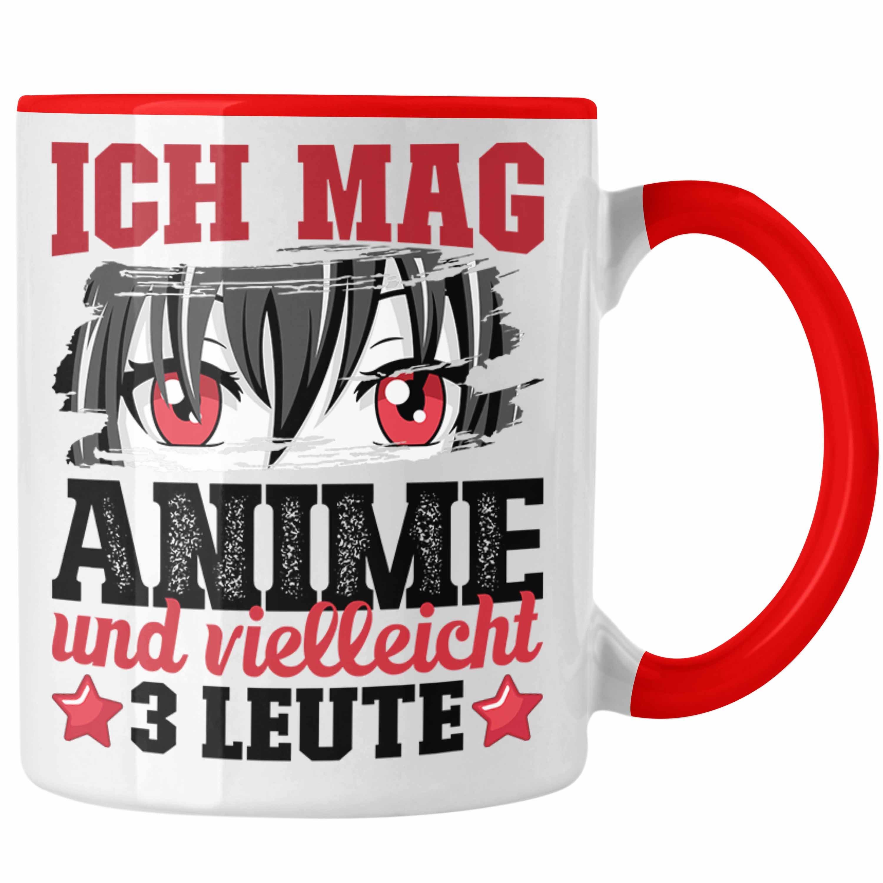 Trendation Tasse Anime Tasse Geschenk Anime-Liebhaber Geschenkidee Ich Mag Anime Und Vi Rot