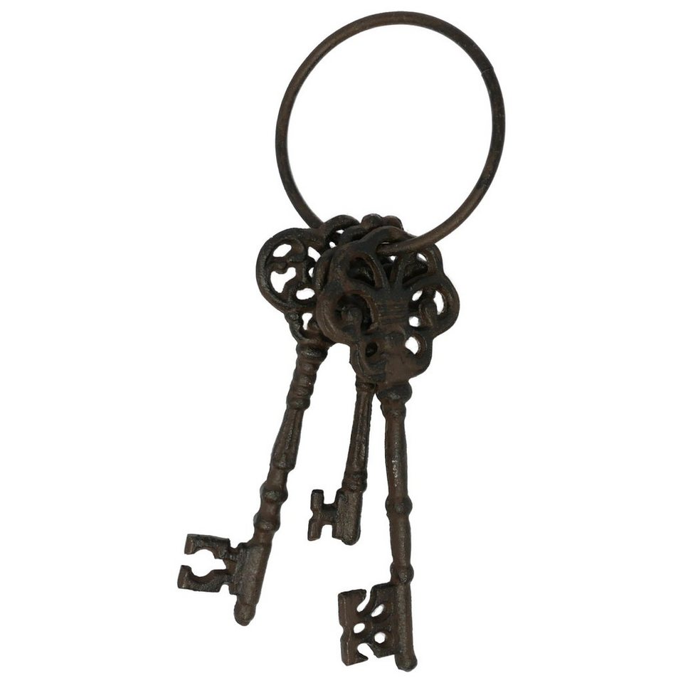 B&S Dekoschlüsselbund Schlüssel aus 3 Nostalgischer Dekoobjekt Gusseisen stilvolle -