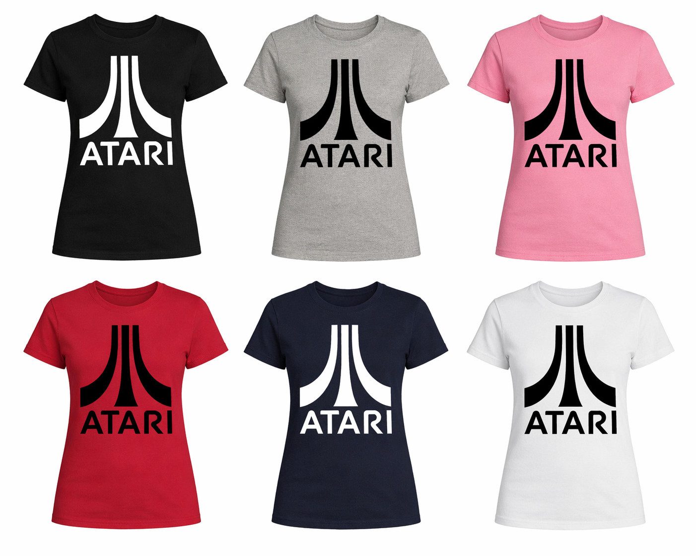 T-Shirt Atari Retro Gaming Damen T-Shirt Baumwolle Slim Fit Kult