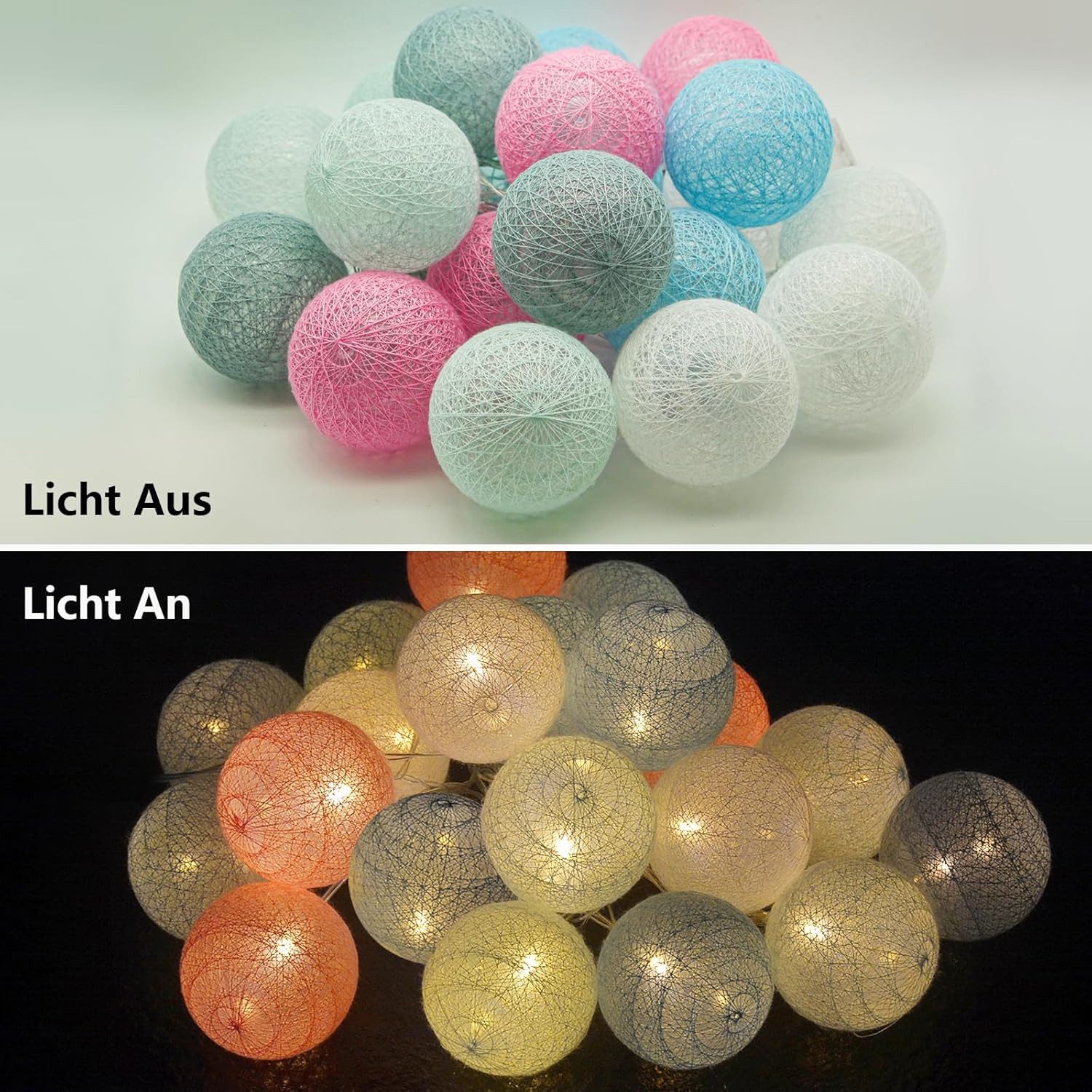 Vivitar LED-Lichternetz Dimmbares Wattebausch-Licht mit Fernbedienung – USB + Batteriefach, 8 Lichtmodi, 5 Helligkeitsstufen, ideal für Weihnachten