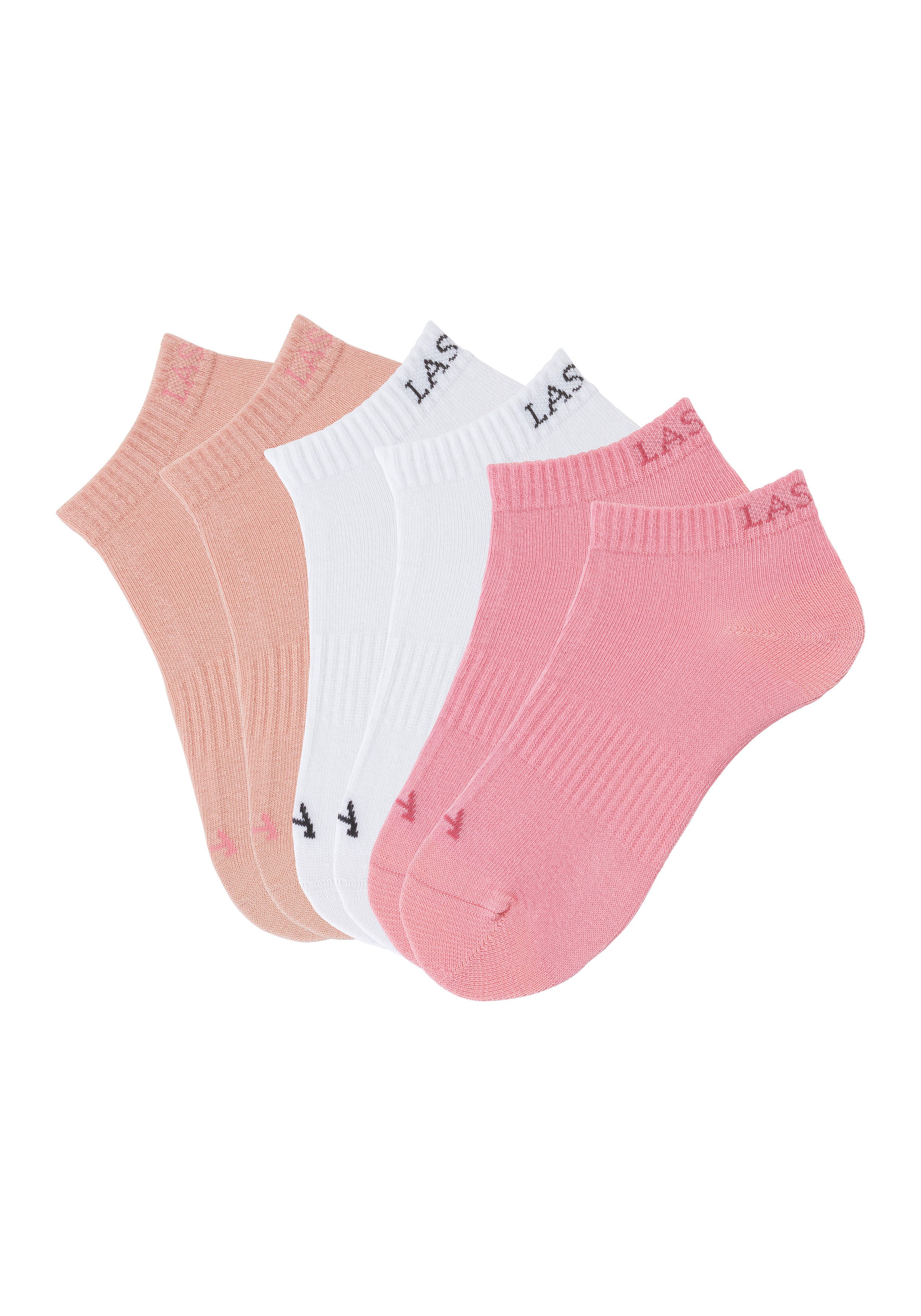 LASCANA ACTIVE Sneakersocken Damen Sportsocken, Kurzsocken ohne Frottee Laufsocken (Packung, 6-Paar, Gr. 35-38 bis 39-42) mit eingestricktem Marken Logo