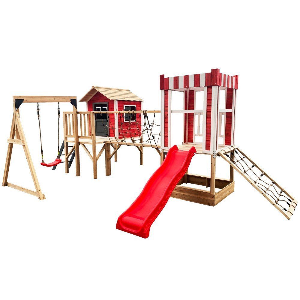 HOME DELUXE Spielturm Spielpark WUNDERLAND inkl. Schaukel, Rutsche, Kletternetze, Kinderspielhaus, 555 x 340 x 215 cm, Klettergerüst, Spielturm