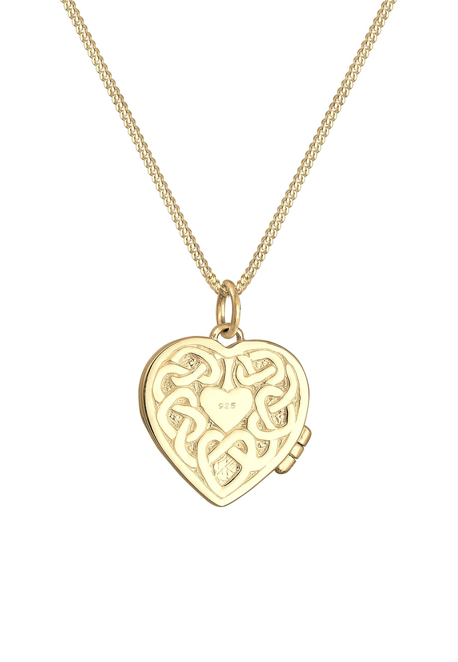 Elli Medaillon Kette mit Anhänger Ornament Silber 925 Gold Herz