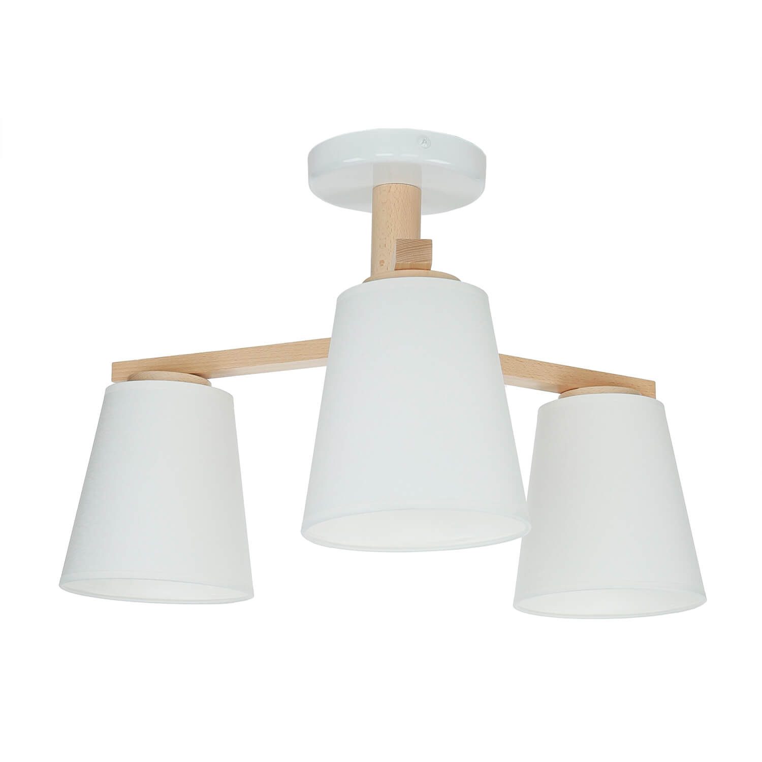 Licht-Erlebnisse Deckenleuchte MAIDEL, ohne Leuchtmittel, Weiße Deckenleuchte Stoffschirm Holz skandinavisch Flurlampe Lampe