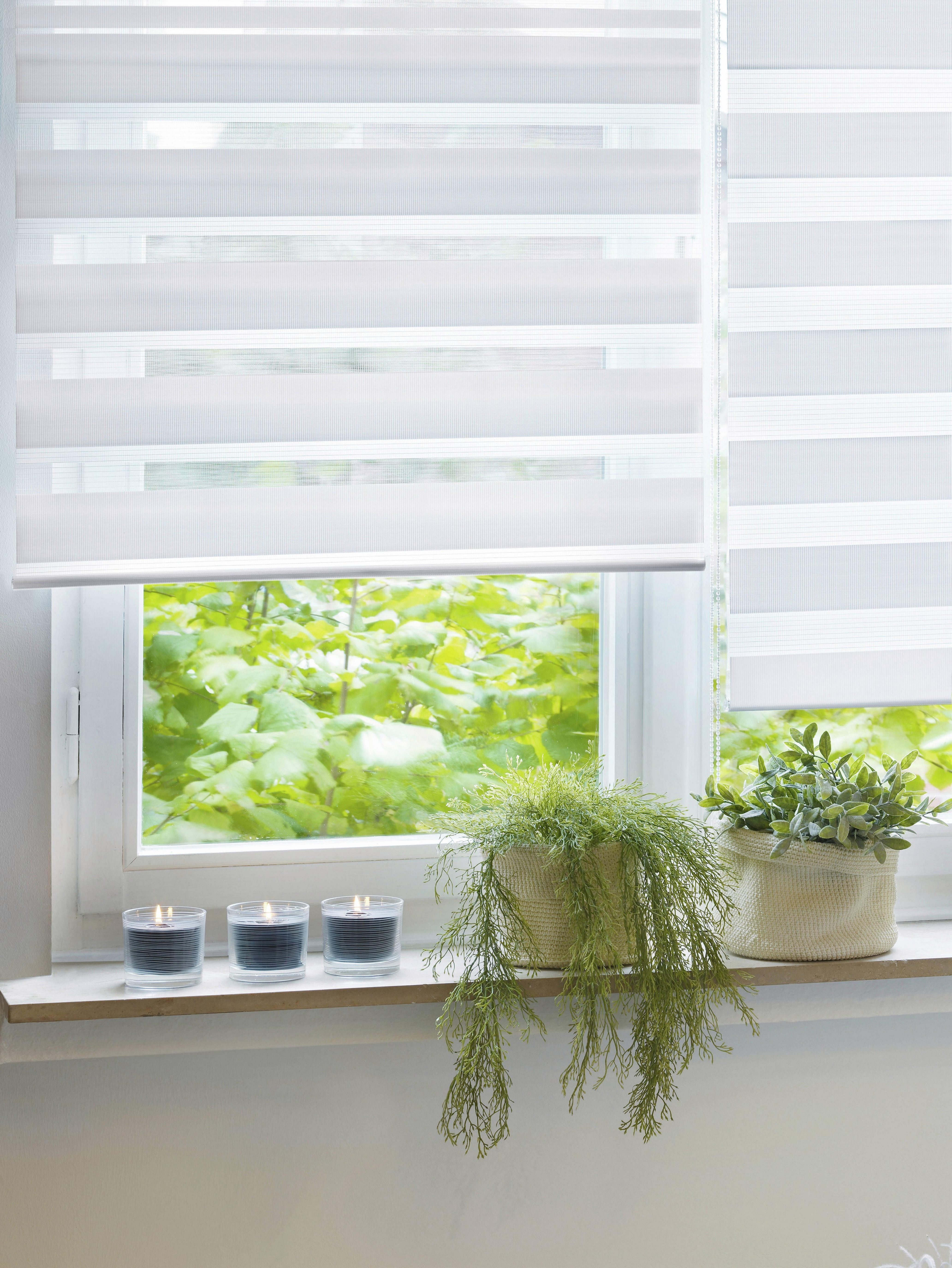 Doppelrollo mit Aluminiumkassette, GARDINIA, Lichtschutz, mit Bohren, freihängend, verschraubt, Hochwertige Optik und Staubschutz