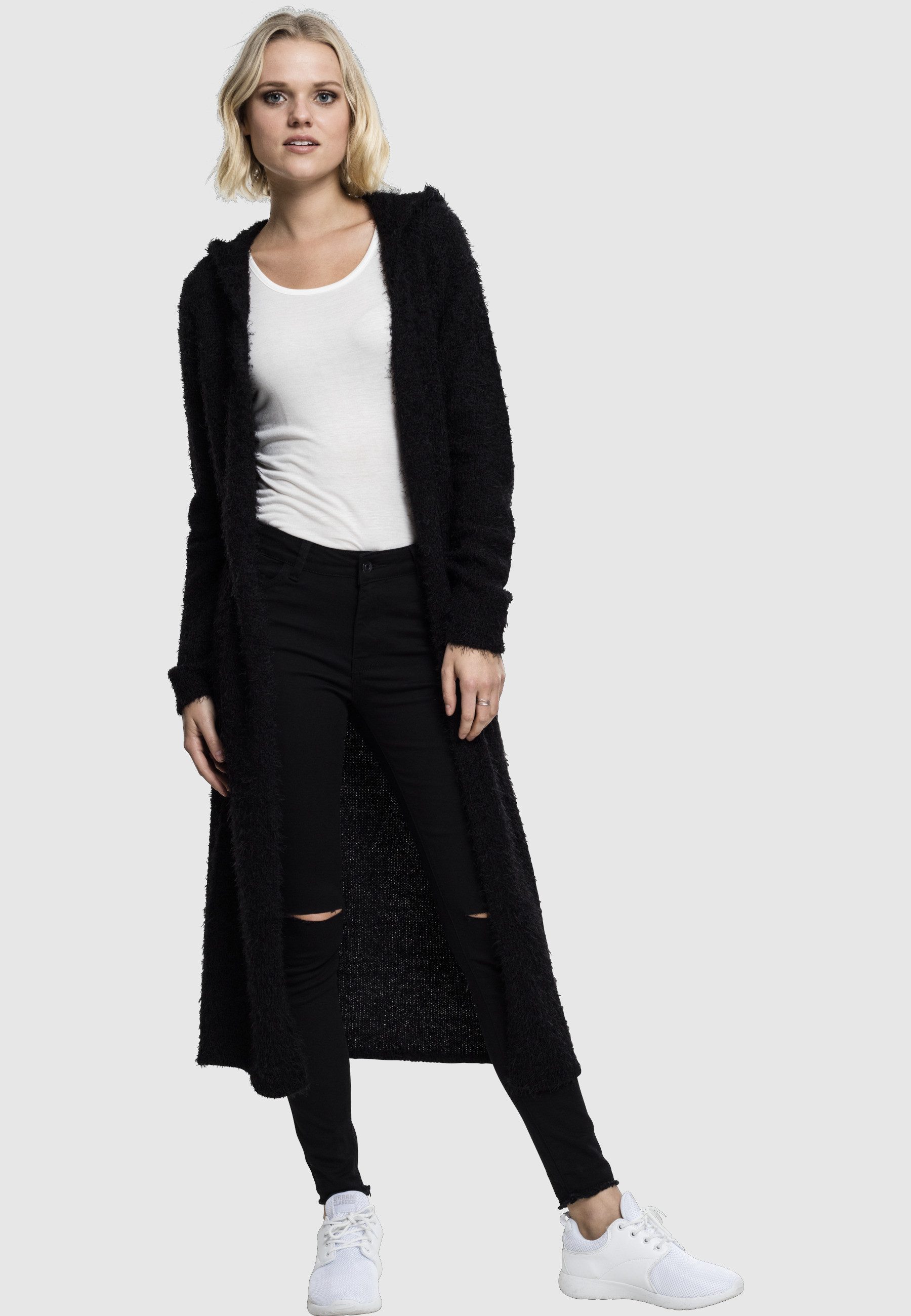 URBAN CLASSICS Cardigan Urban Classics Damen Ladies Hooded Feather Cardigan (1-tlg)