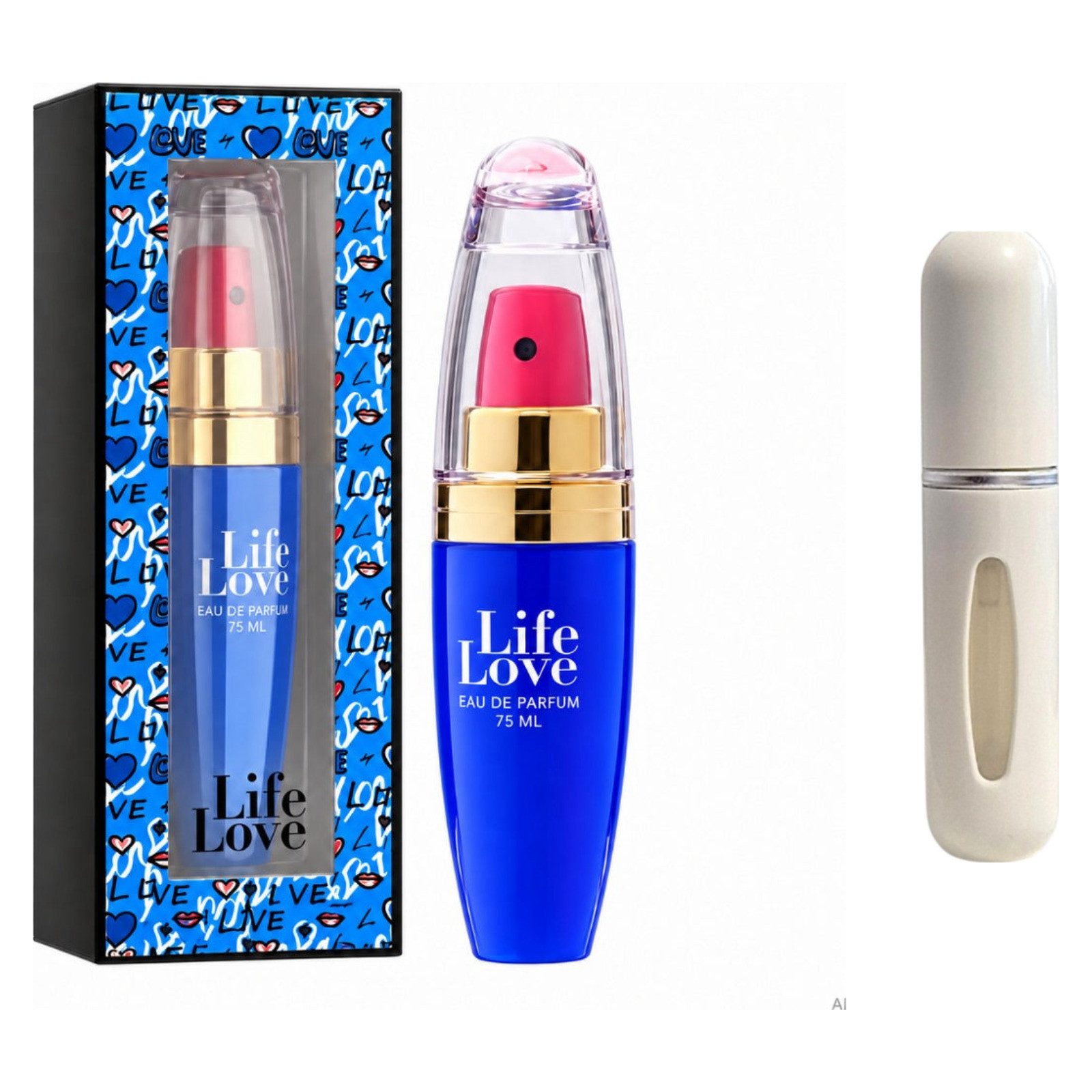 Tiverton Duft-Set Life Love Blue EDP – Blumig Frisch + Parfümzerstäuber (leer)