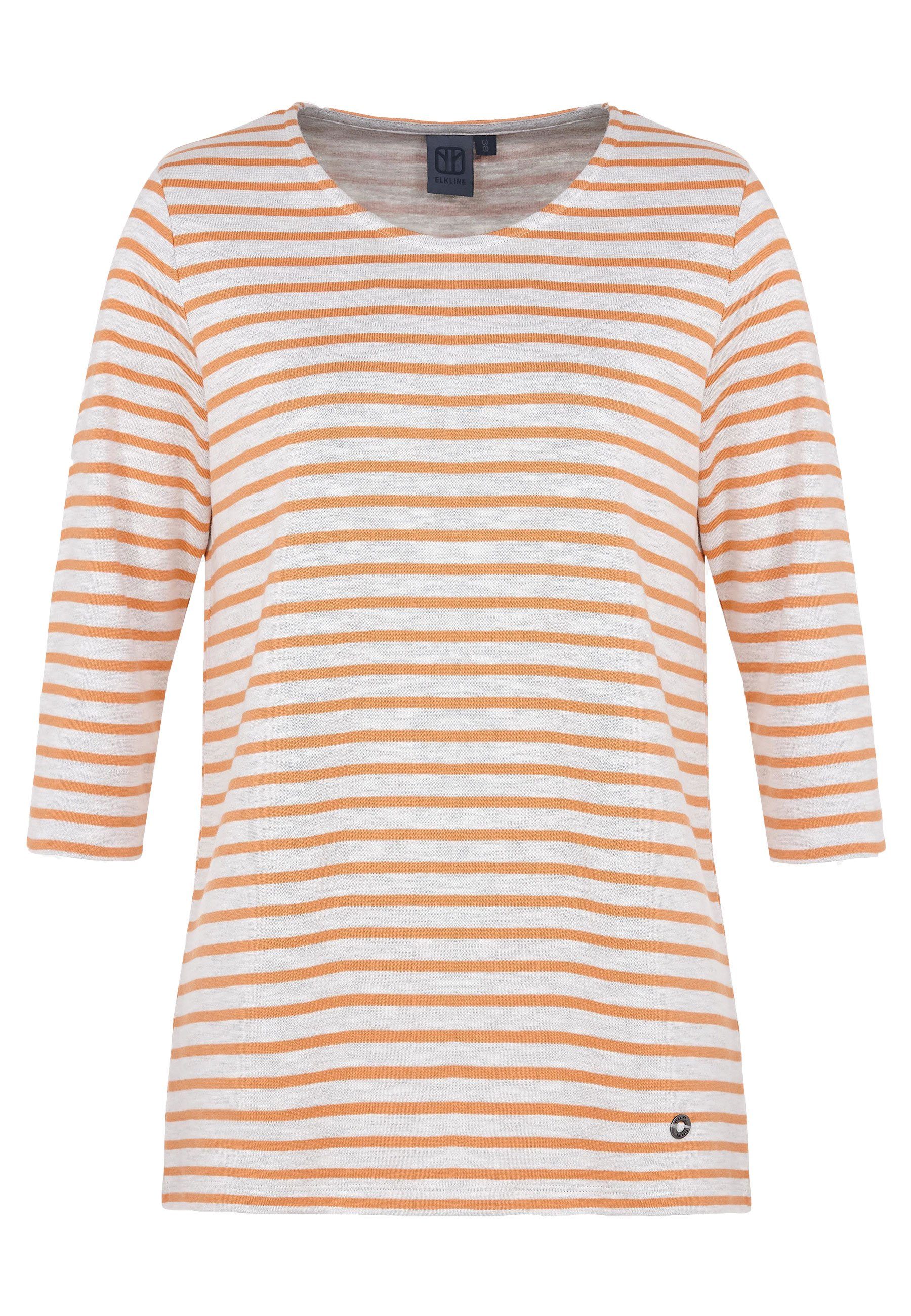 Elkline Sweatshirt 3/4 Rainbow Arm orange gestreift white soft Rundhals 