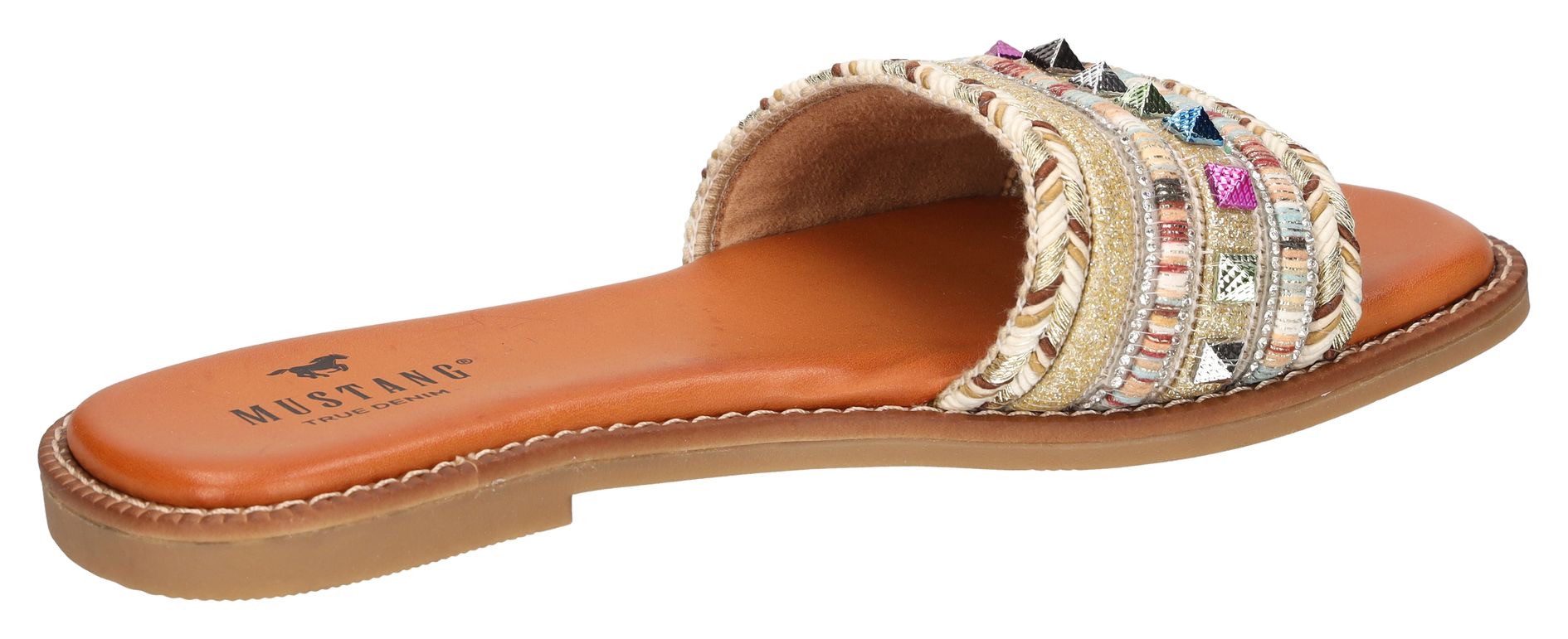 Mustang Shoes Pantolette, Flats, Sandale, Pool Slides mit modischen Glitzerfäden