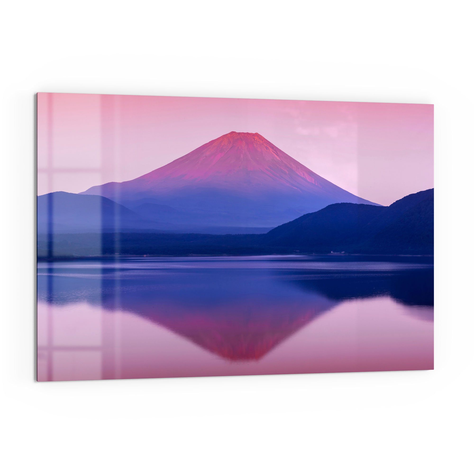 DEQORI Mt. Badrückwand Motosu und Herdblende Spritzschutz Glas 'See Fuji', Küchenrückwand