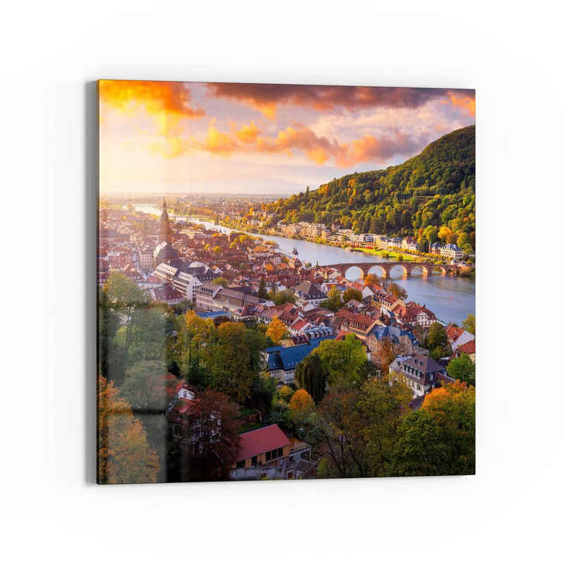 DEQORI Glasbild 'Blick über Heidelberg', 'Blick über Heidelberg', Glas Wandbild Bild schwebend modern