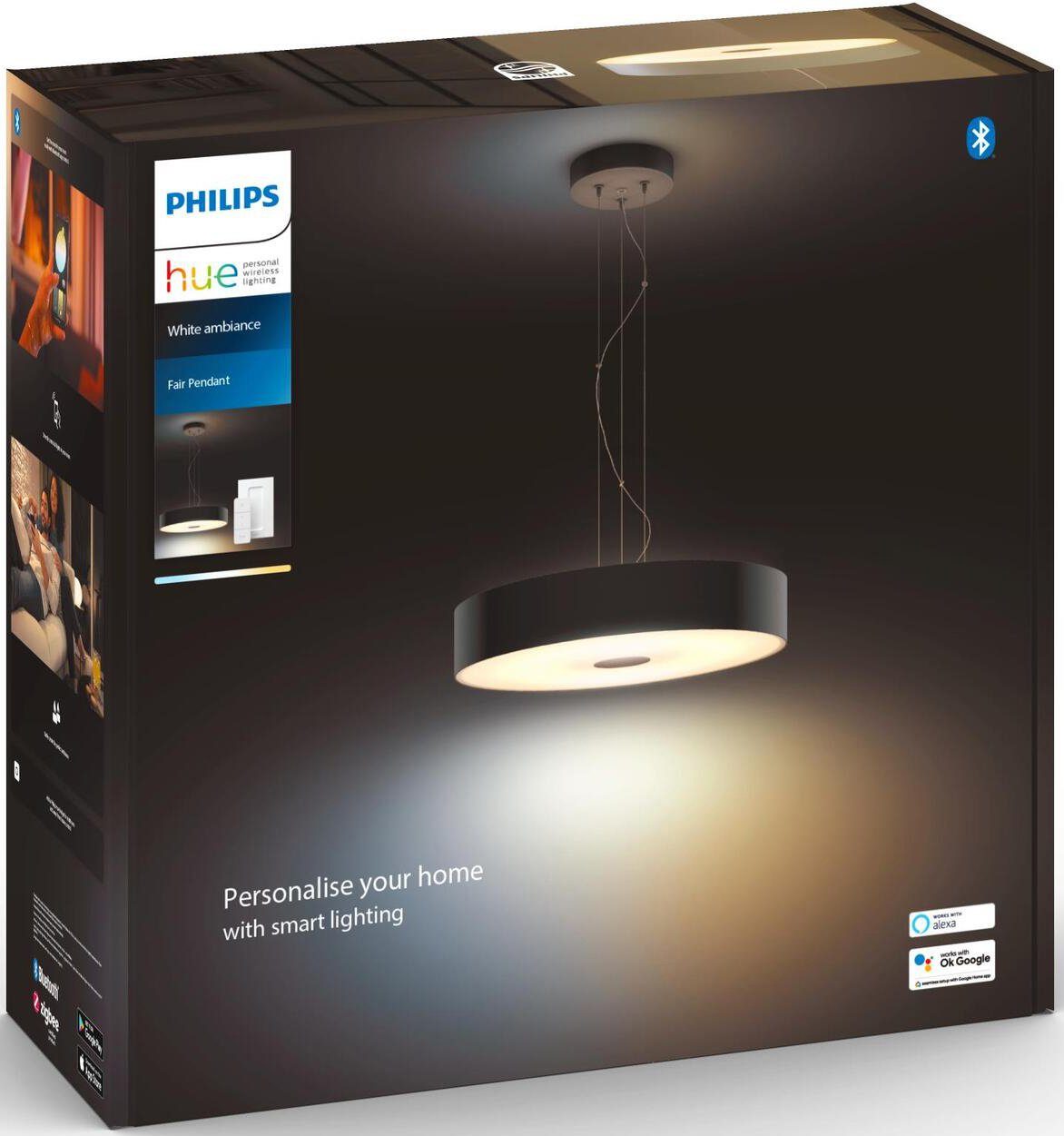 Philips Pendelleuchte LED fest Warmweiß Fair, Dimmfunktion, integriert, Hue LED