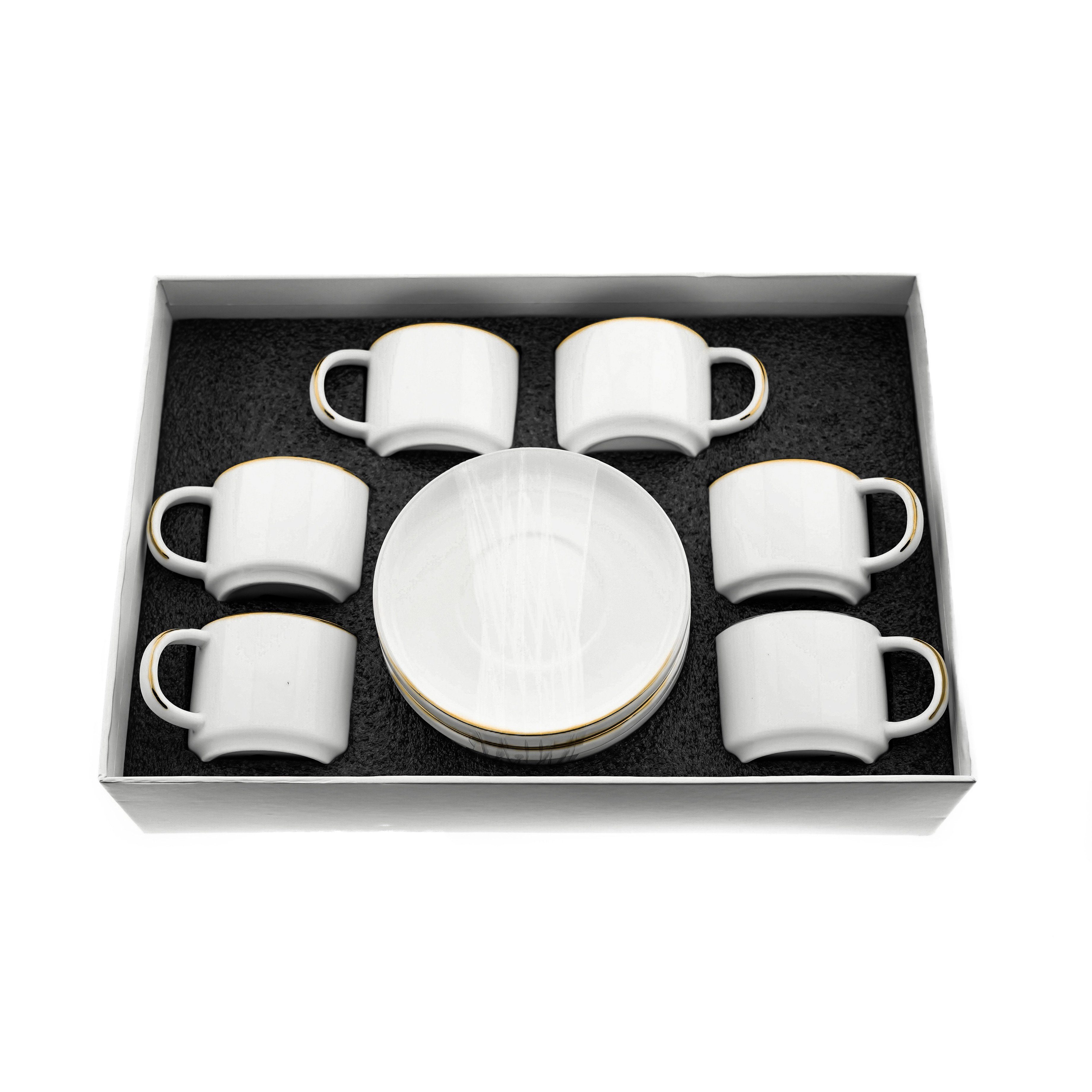 Mulex Espressotasse 12 Tlg. Mokkatassen-Set mit Untertasse Porzellan Mokkaservice 100 ml, 12-tlg.