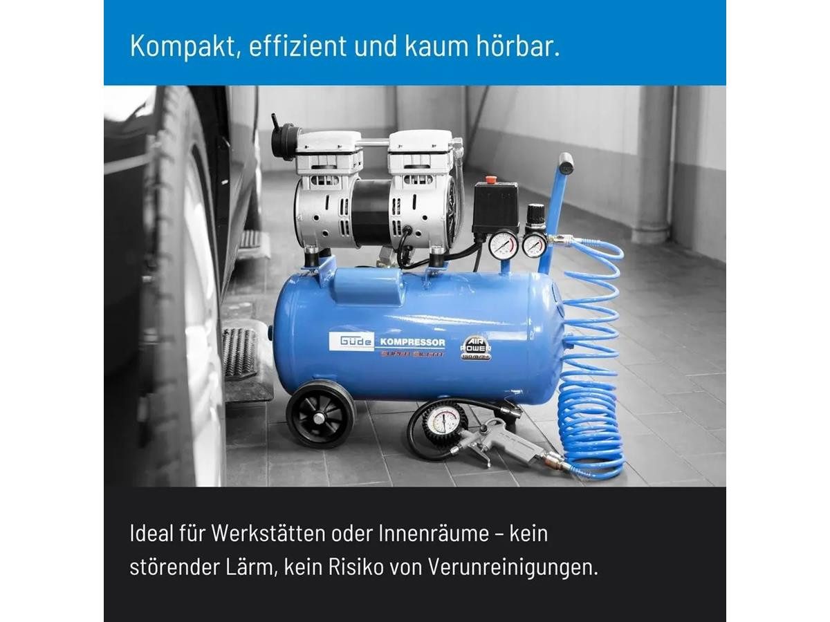 Güde Kompressor Flüsterkompressor Airpower 150/8/24 Silent 0,75 kW, 230 V Ölfrei 50136, max. 8 bar, 24 l, Set, 1-tlg. – Bild 4 von 5