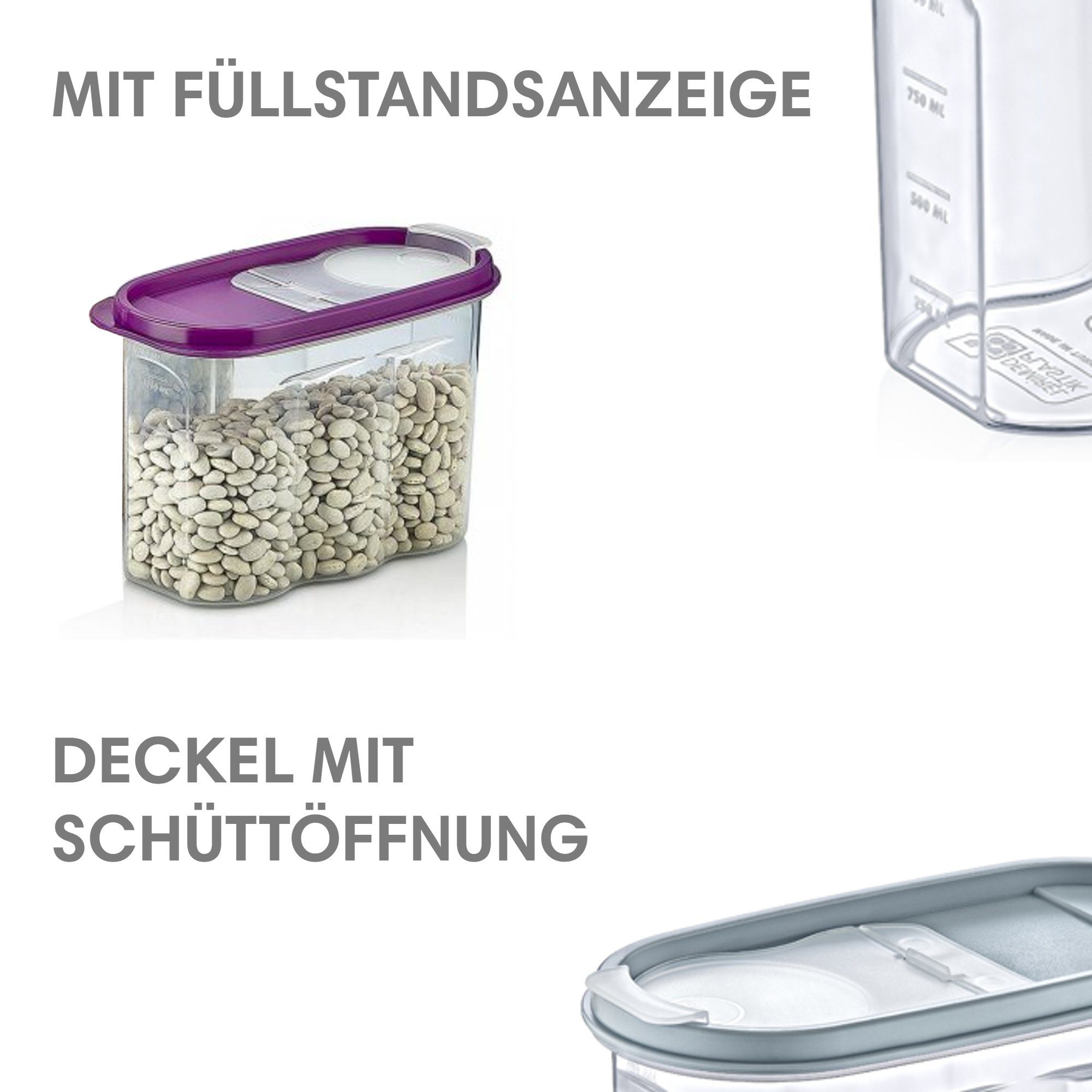 1,2l in Deckeln), 4 Schüttdosen 4er Frischhaltedosen (Set, 4-tlg., Made Europa mit mit x TronicXL Vorratsdose Set Deckel Schüttdose stapelbar,