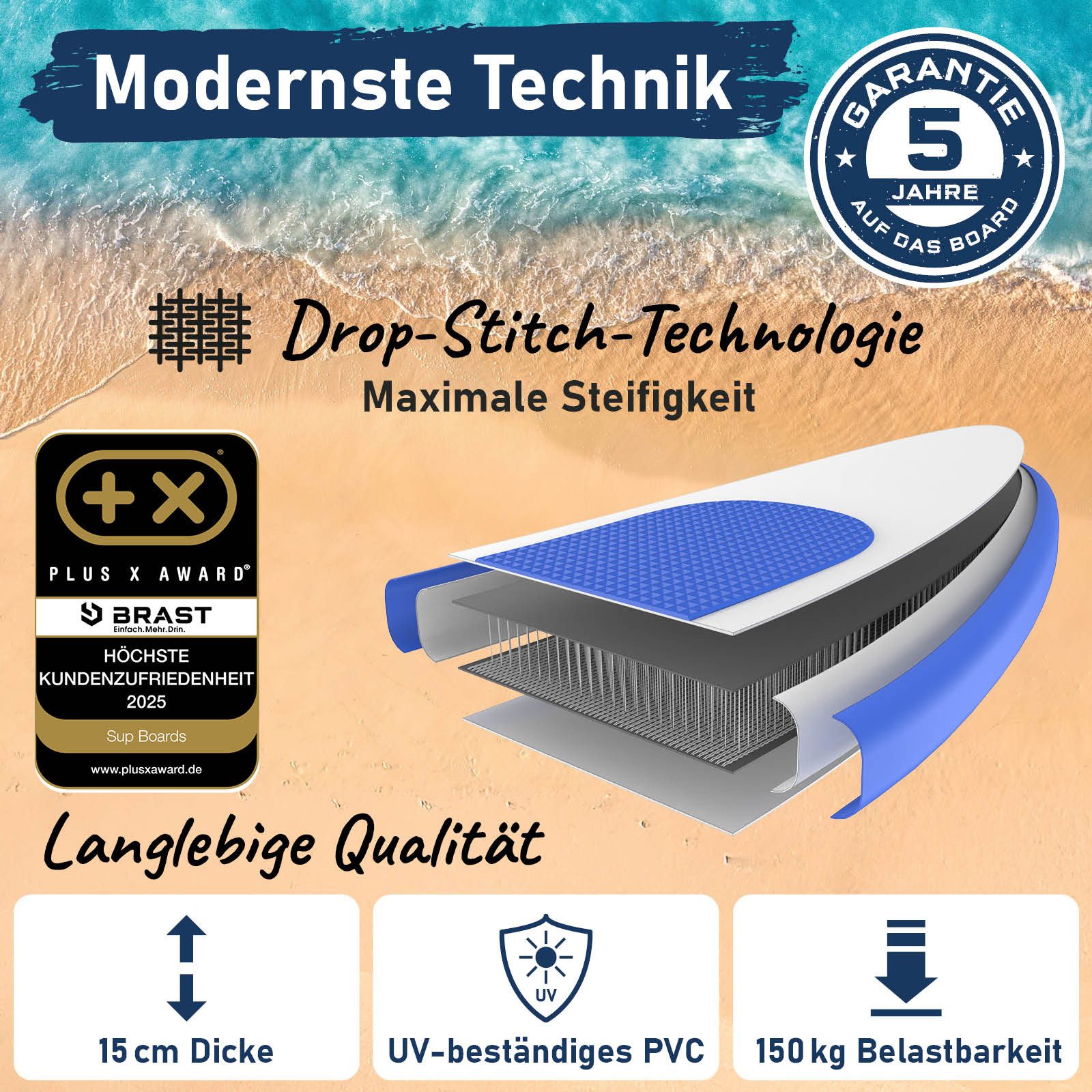 BRAST SUP-Board Lady, Aufblasbares Stand up Paddle Set für Frauen, 300cm, viele Modelle, inkl. Sonderzubehör