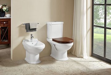 Villeroy & Boch WC-Sitz Hommage, Für Stand-WC Scharniere Edelstahl - Nussbaum gebeizt