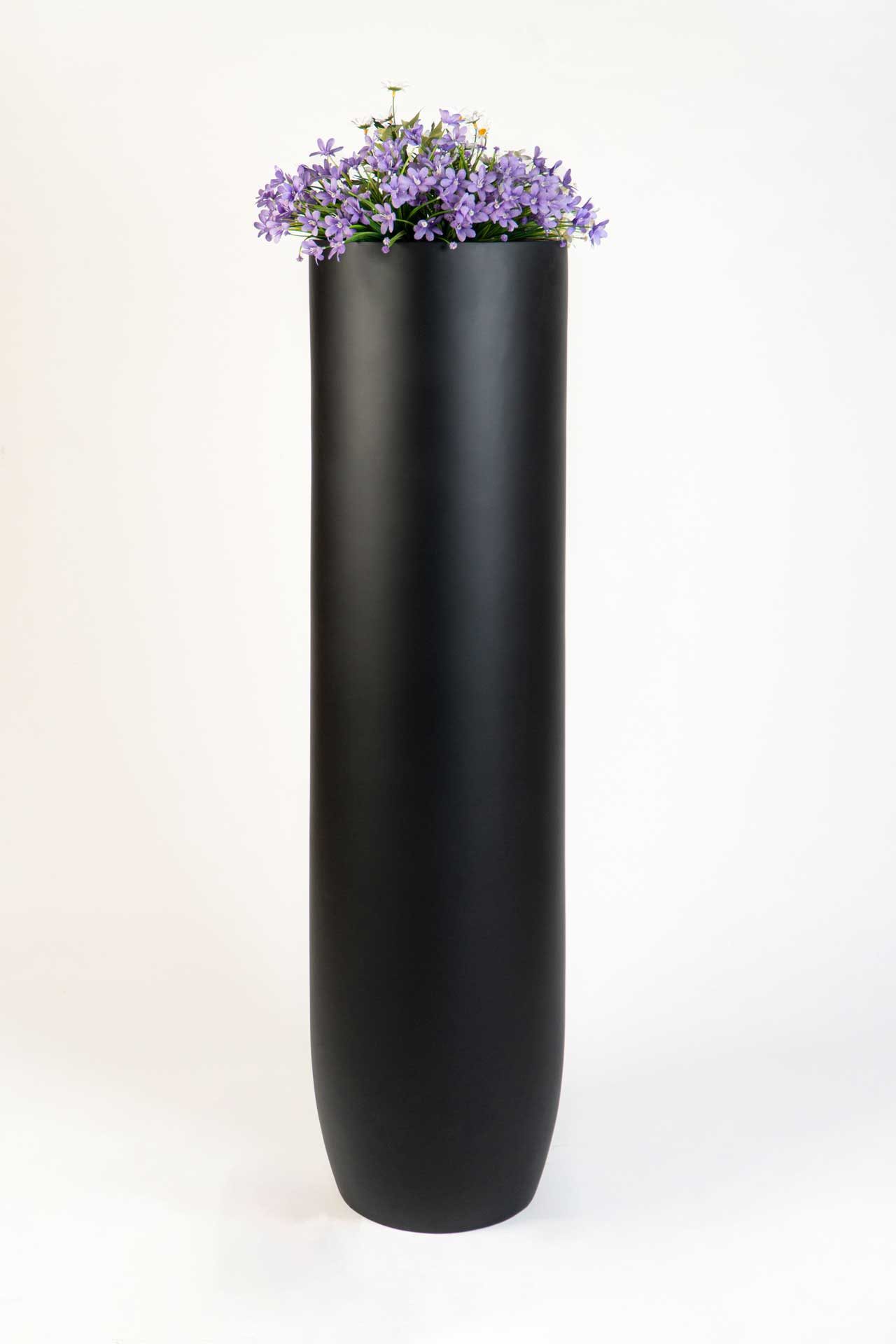 VIVANNO Bodenvase Fiberglas SOLERIO Rund - Schwarz Matt (1 St), 33x120 cm günstig online kaufen