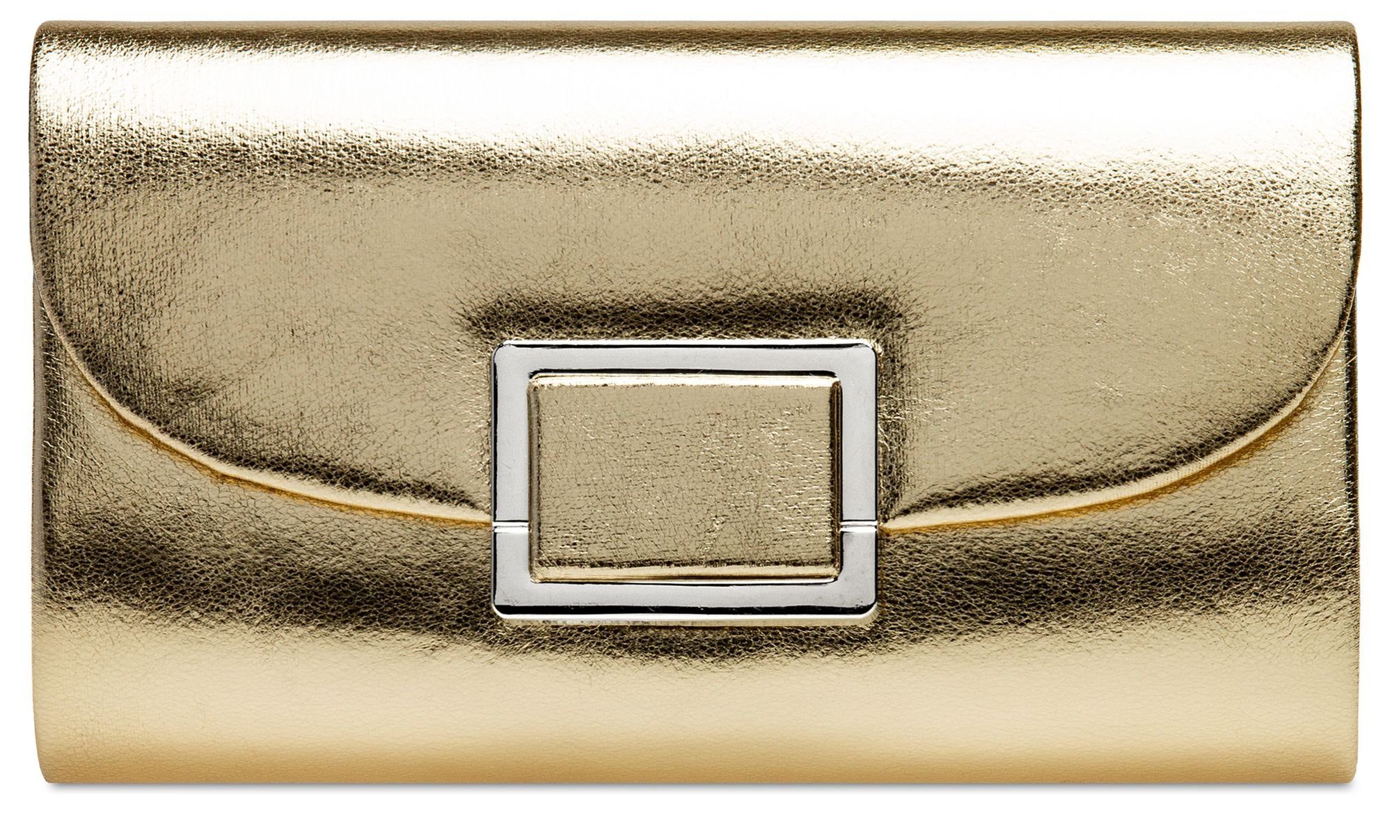 Damen Metalldekor mit Metallic Clutch Abendtasche TA512 Caspar gold