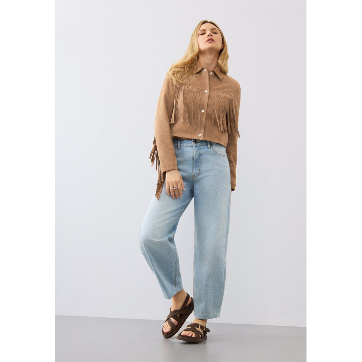 Bolongaro Trevor Lederjacke Nora Fringe Damen Bomberjacke, Freizeitjacke, Blazer, Pufferjacke, Übergangsjacke