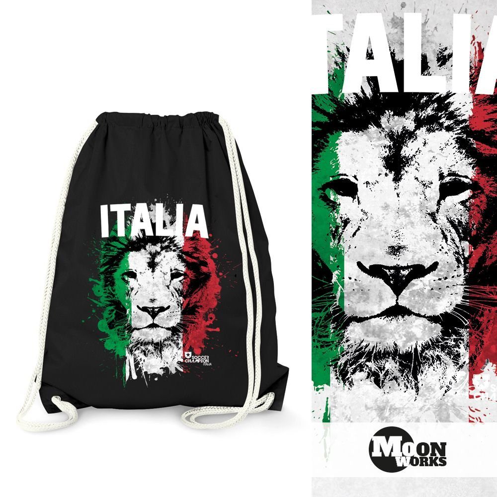 Fußball MoonWorks® WM MoonWorks Italien Italy Flagge Turnbeutel Flag Lion Löwe EM Turnbeutel