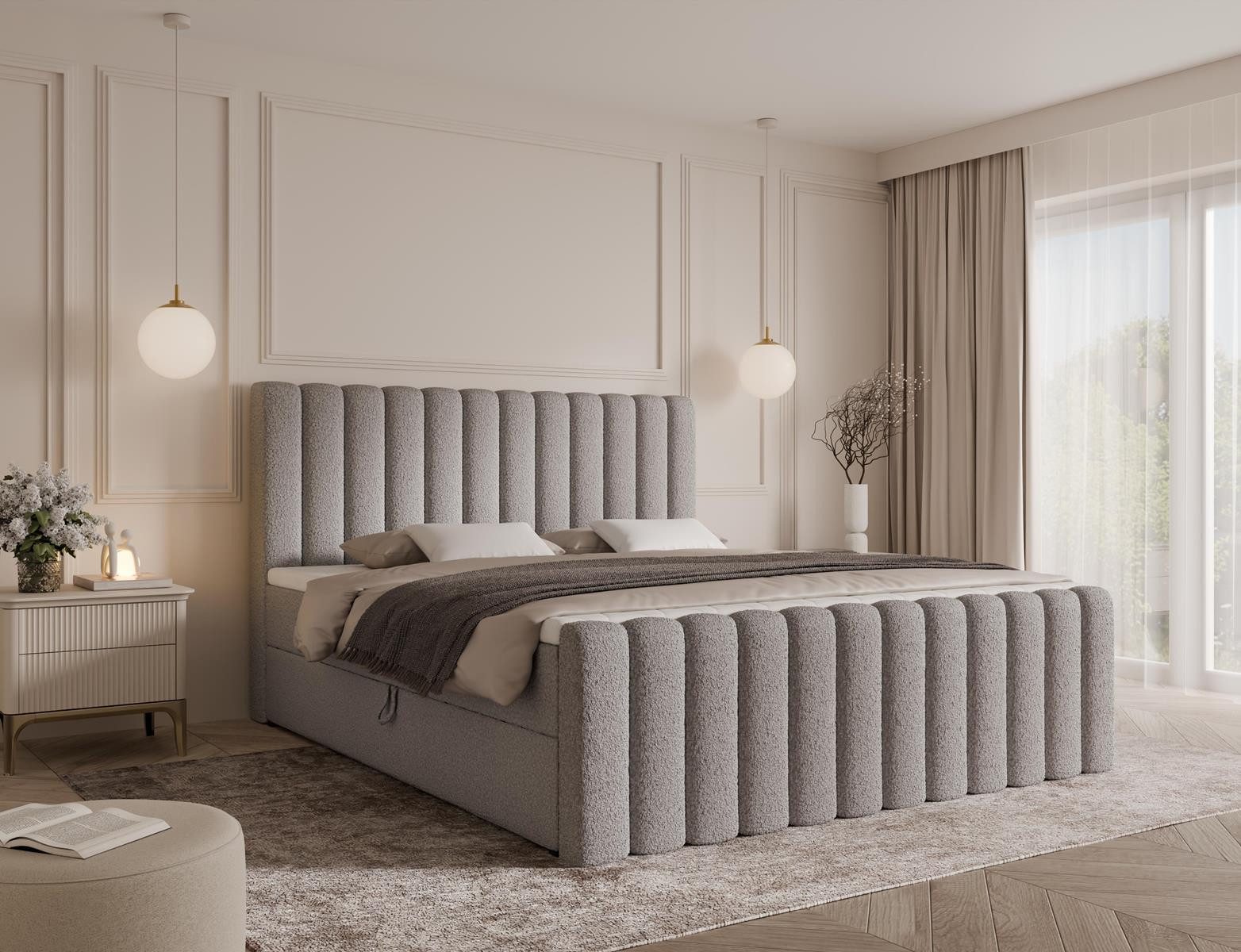 Compleo Boxspringbett mit zwei Bettkästen, Doppelbett, T30-Schaum (MADE IN EU), höchsten Schlafkomfort