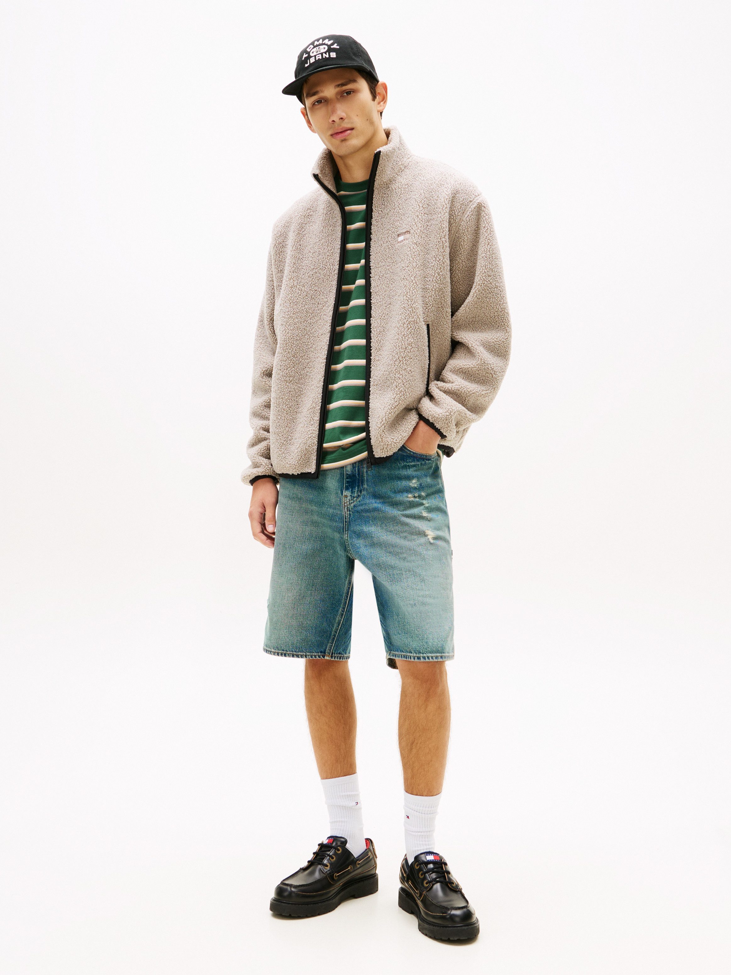 Tommy Jeans Fleecejacke TJM BADGE TEDDY Stehkragen, Teddyfleece, relaxed fit