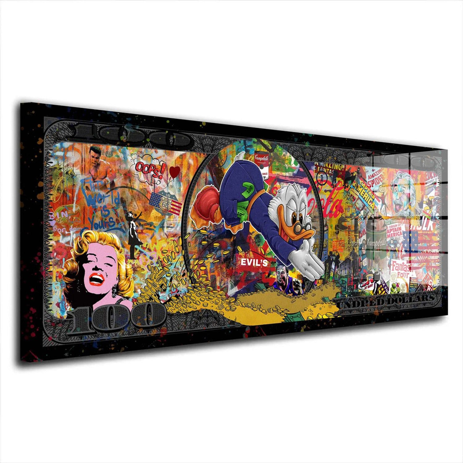 Acrylglasbild Collage Stars Duck Dollar Acrylglas Wandbild Bild Wanddeko Wohnzimmer