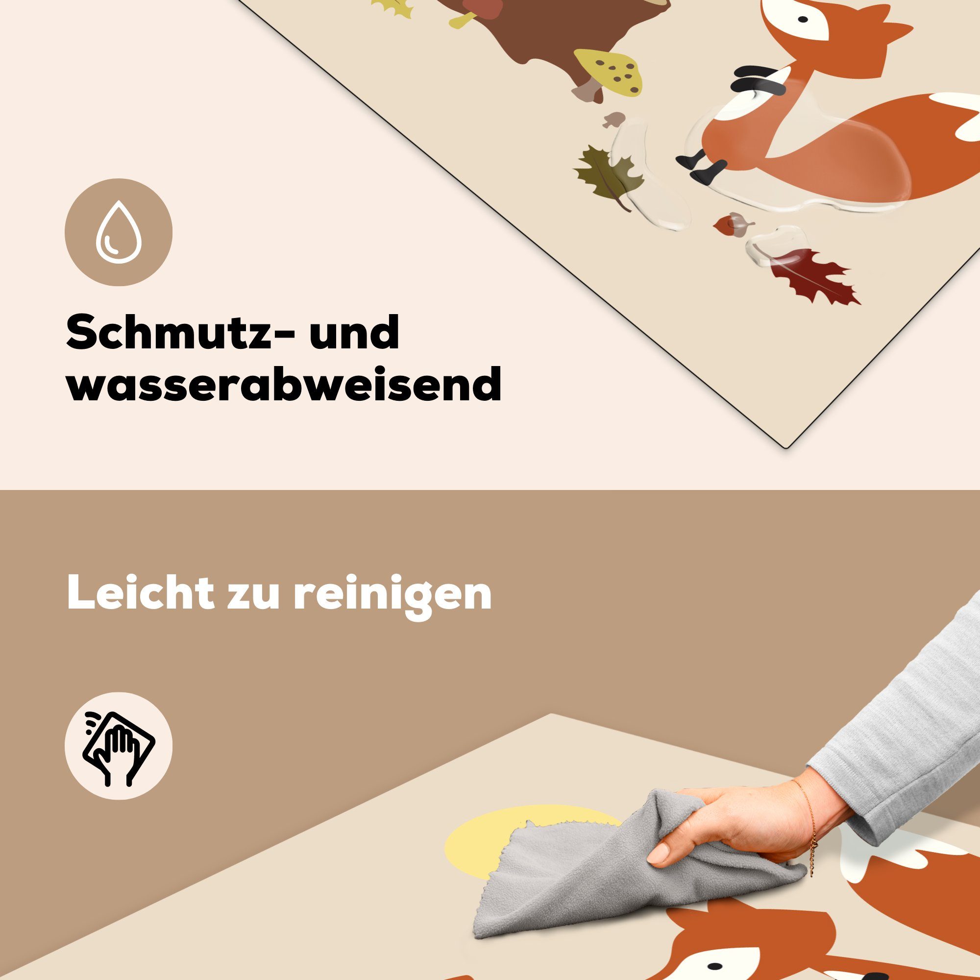 MuchoWow Herdblende-/Abdeckplatte Fuchs - Vinyl, küche für Ceranfeldabdeckung, 78x78 tlg), (1 Herbst Baumstamm, - Arbeitsplatte cm