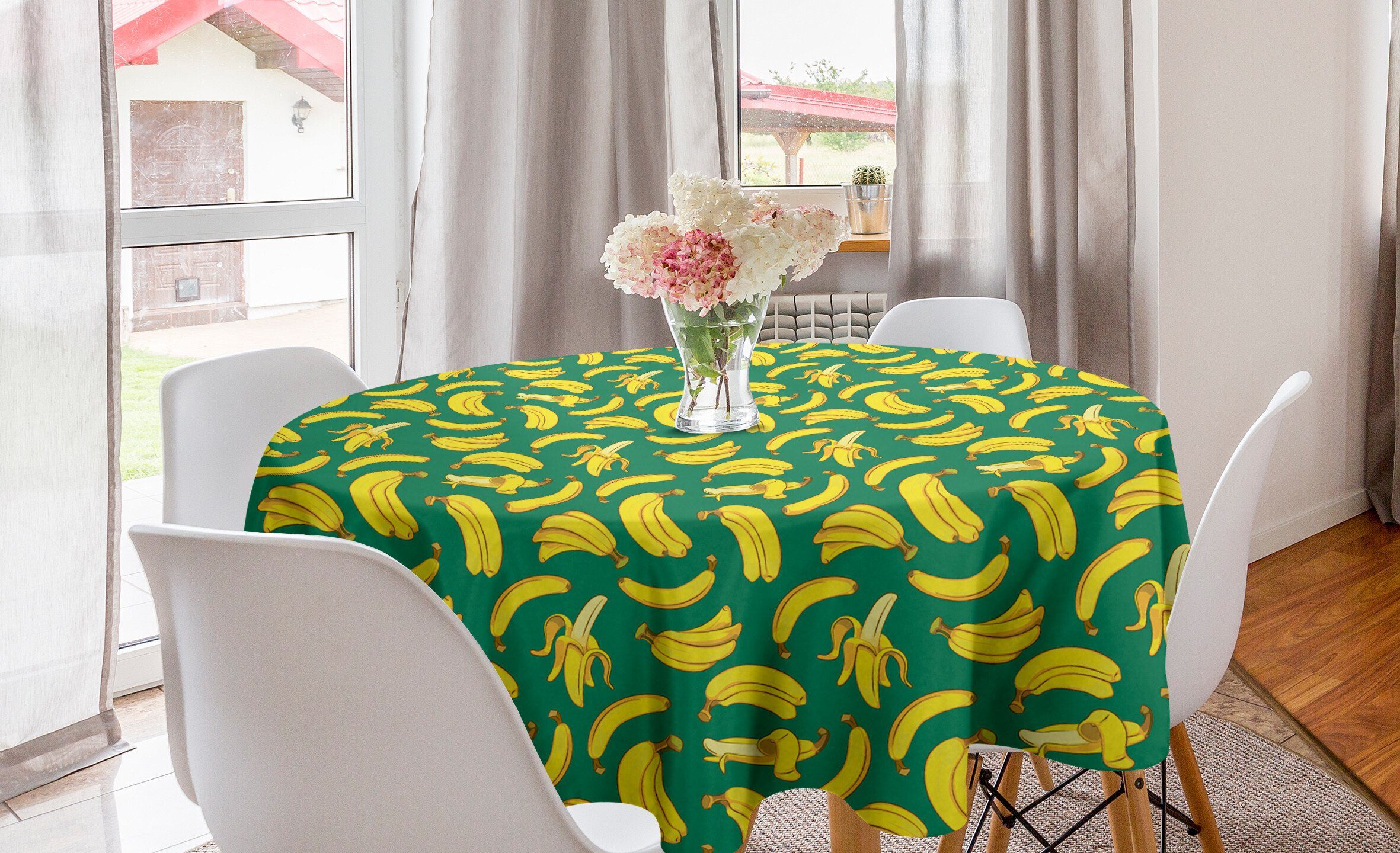 Abakuhaus Tischdecke Kreis Tischdecke Abdeckung für Esszimmer Küche Dekoration, Früchte Gesunde Frische Bananen Drucken