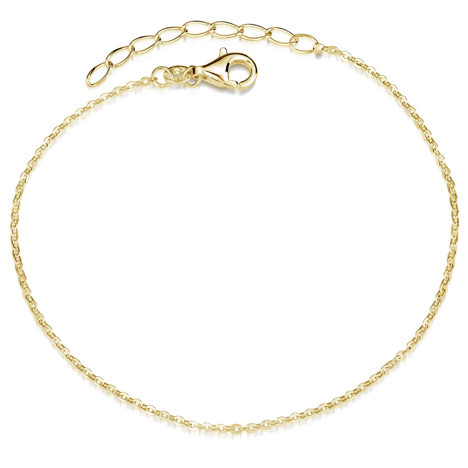 Materia Armkette Damen Gold Ankerkette Ø1mm 18-21cm SA-124, 925 Sterling Silber, vergoldet