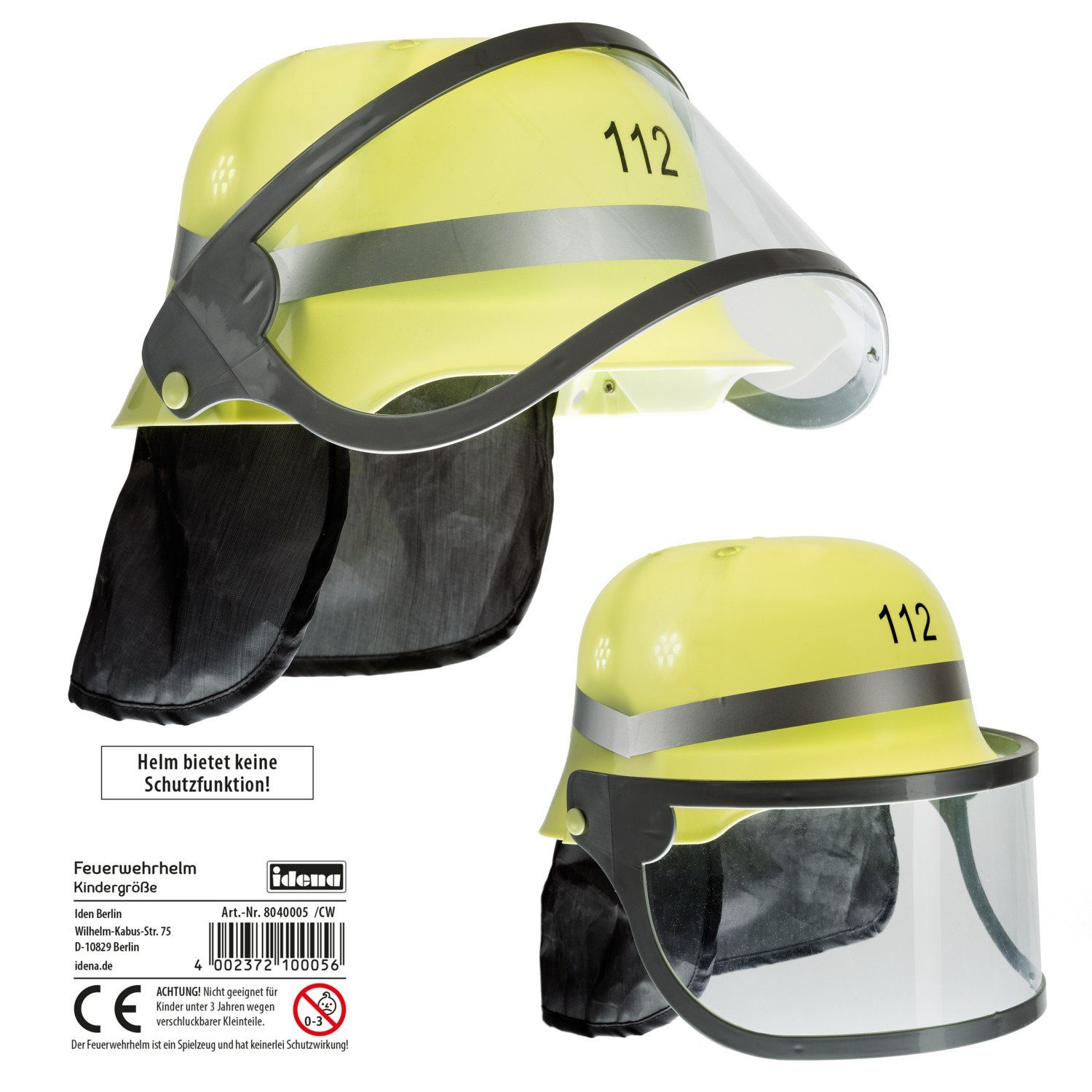 Idena Feuerwehrhelm Idena 8040005 Feuerwehrhelm für - klappbarem mit Kinder, Visier und