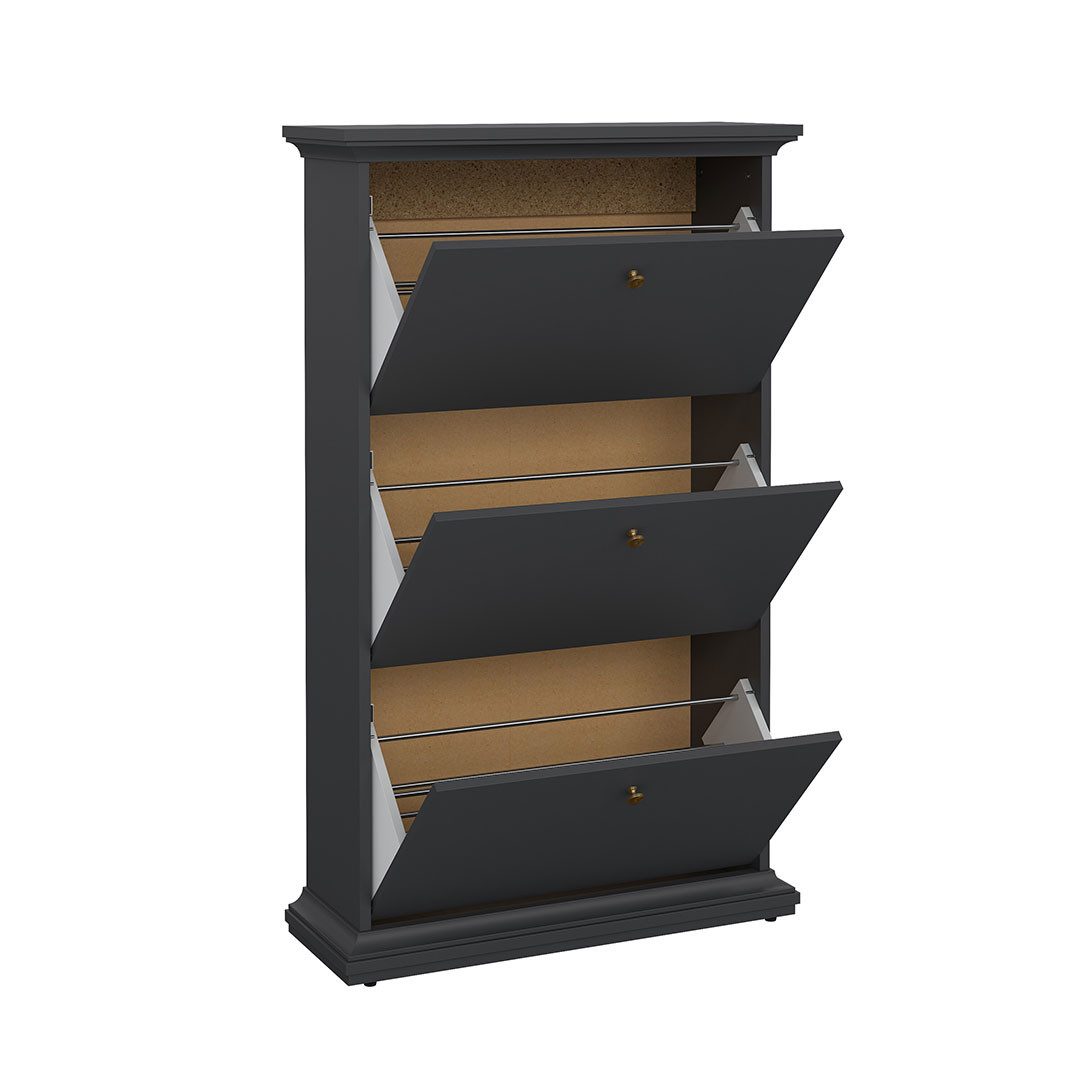 ebuy24 Schuhschrank Venedig Schuhschrank mit 3 Klappen matt grau.