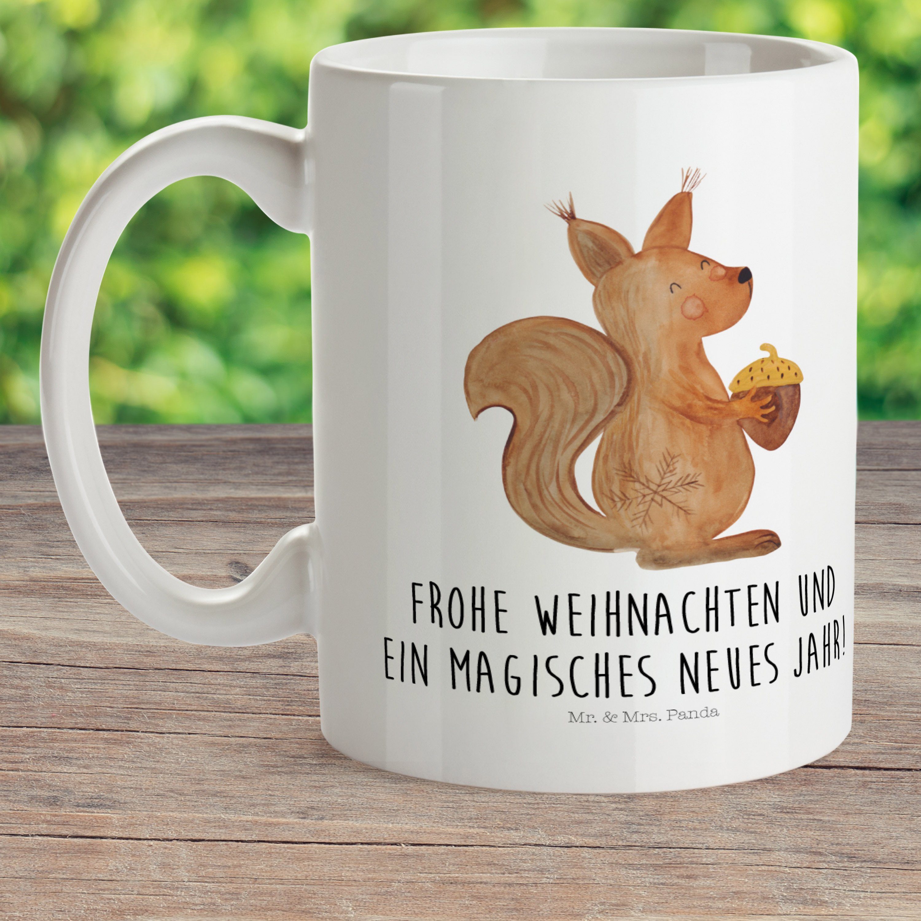 Geschenk, & Panda Eichhörnchen Kunststoff Weihnachtszeit Wintermot, Mr. - Weiß Weihnachten, Kinderbecher - Mrs.