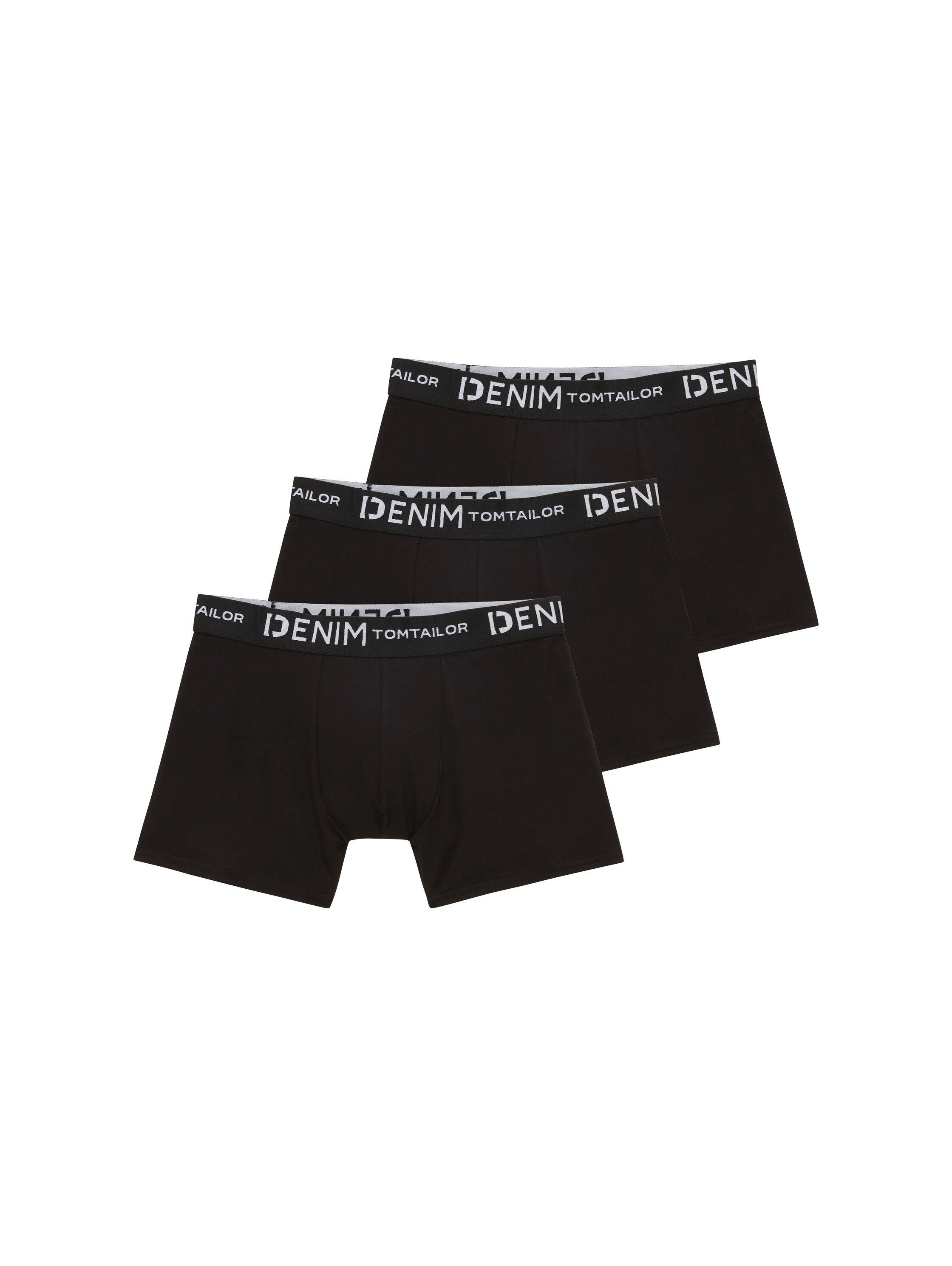 TOM TAILOR Denim (Packung, 3-St) black Boxershorts Logo-Stretchbund mit