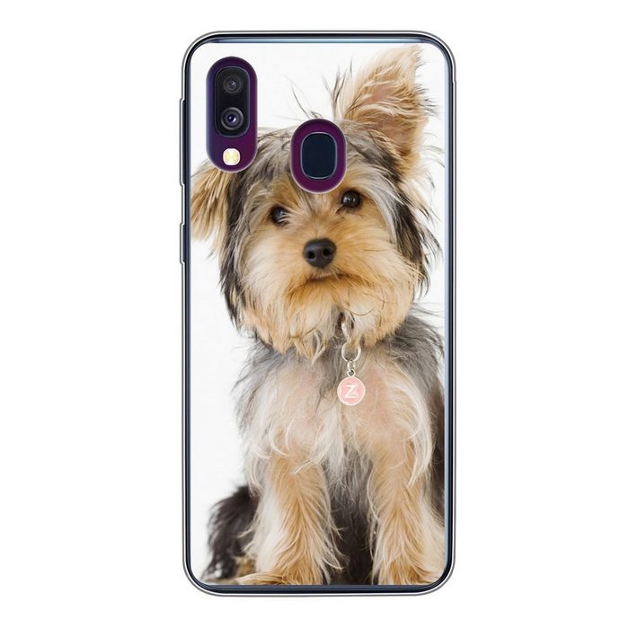 MuchoWow Handyhülle Porträt eines Yorkshire-Terriers Handyhülle Samsung Galaxy A40 Smartphone-Bumper Print Handy