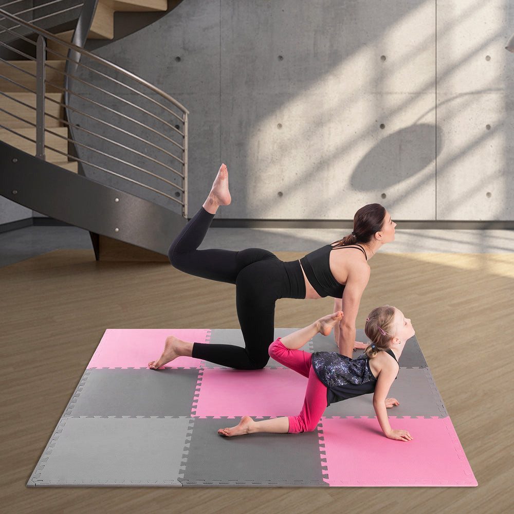 ONE FITNESS Fitnessmatte Kraftsport Schutzmatte Unterlegmatte (Spar-Set, 9-St., Bodenschutz), Schützt effektiv vor Kratzern, Druckstellen und Beschädigungen