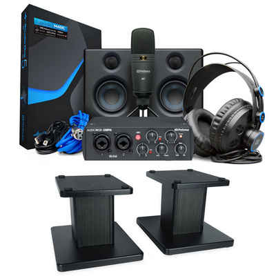 Presonus Audiobox 96 Recording-Set Digitales Aufnahmegerät (mit Mikrofon, Audiointerface, Lautsprecher, Kopfhörer und Boxenständer)