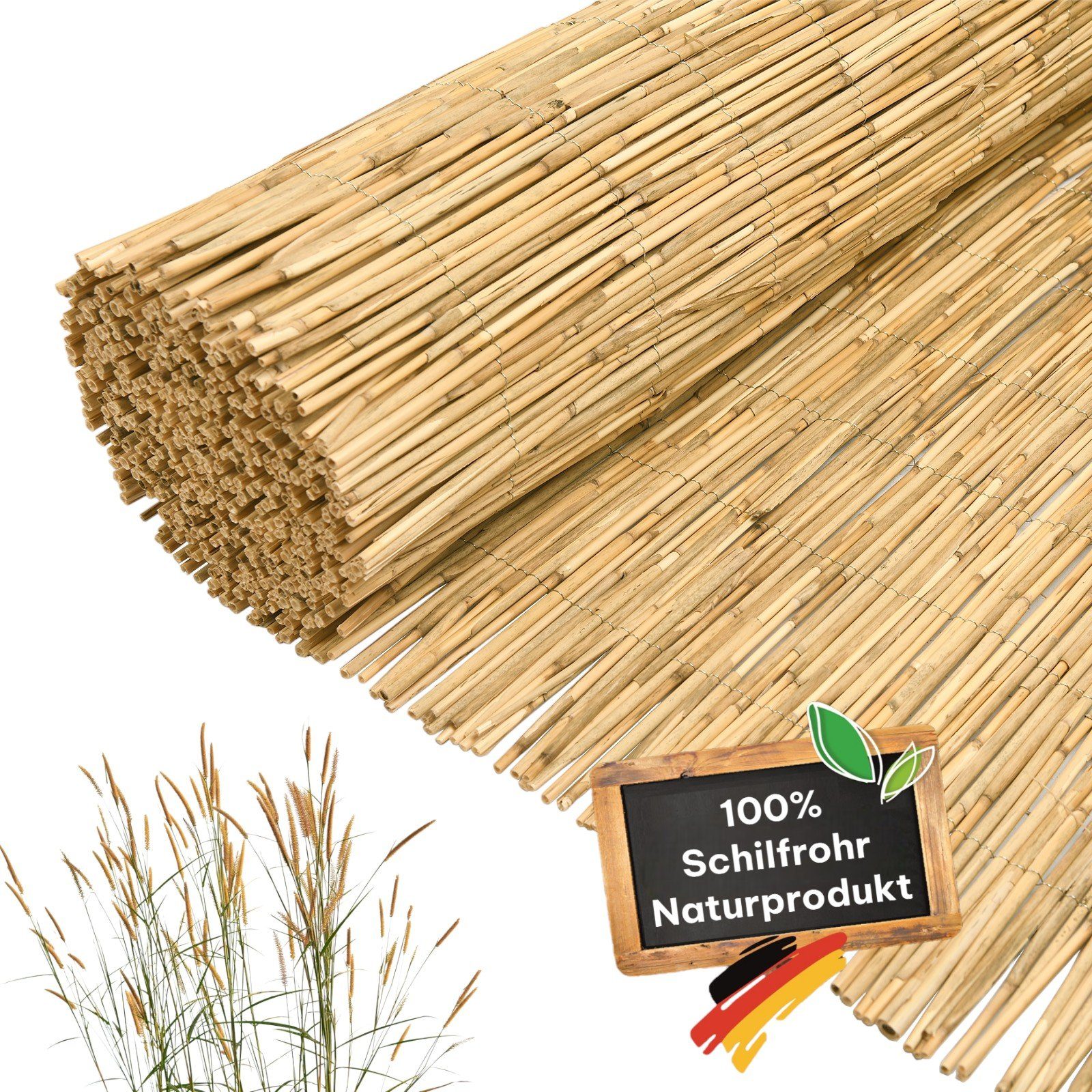 Coradoma Sichtschutzzaunmatten Schilfrohrmatte Sichtschutz Zaun für Balkon, Terrasse, Garten, (viele Größen, Höhe 100-180 cm), aus Schilfrohr 100% Naturprodukt