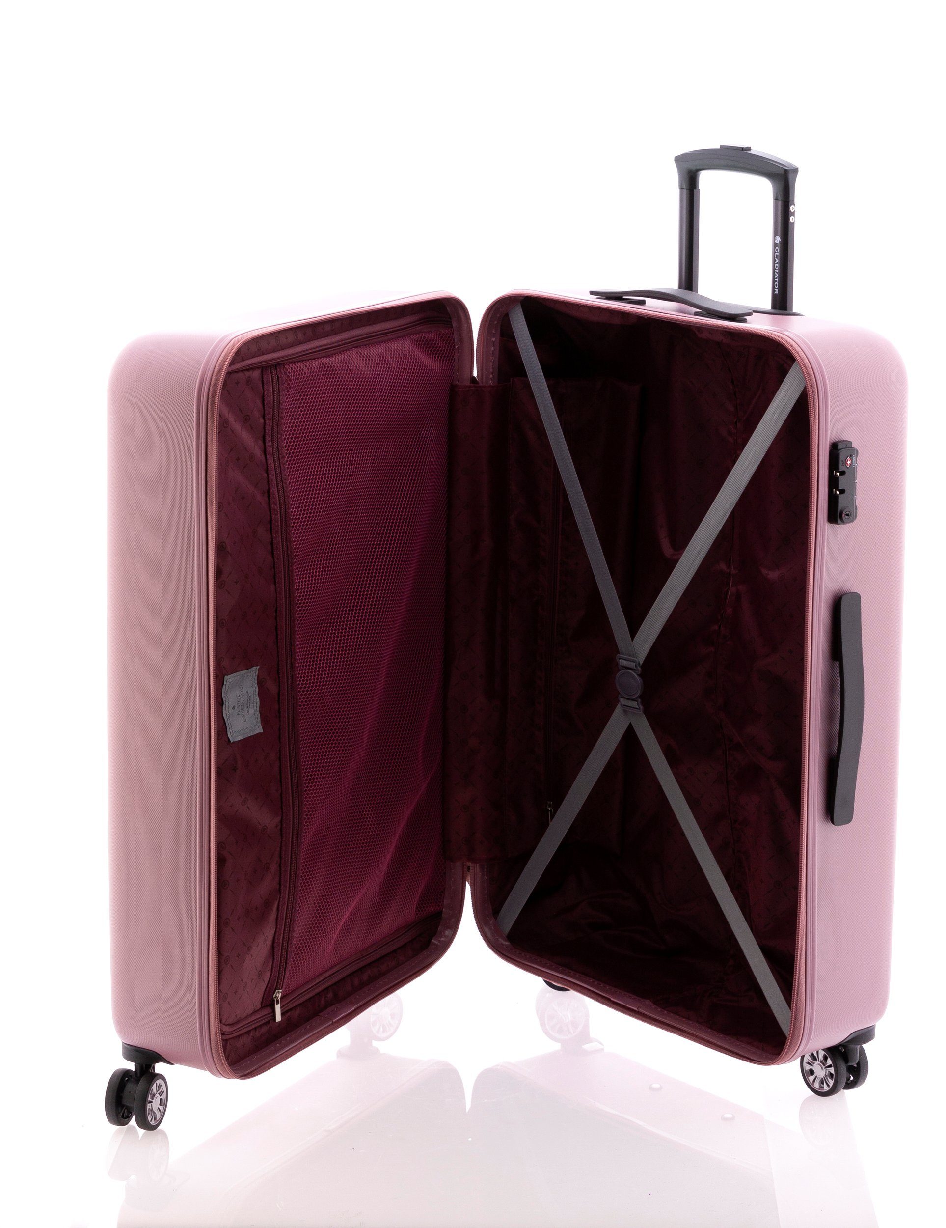 rosa 4 TSA-Schloss, Farben cm, - Koffer Hartschalen-Trolley XL div. 78 GLADIATOR Doppel-Rollen,