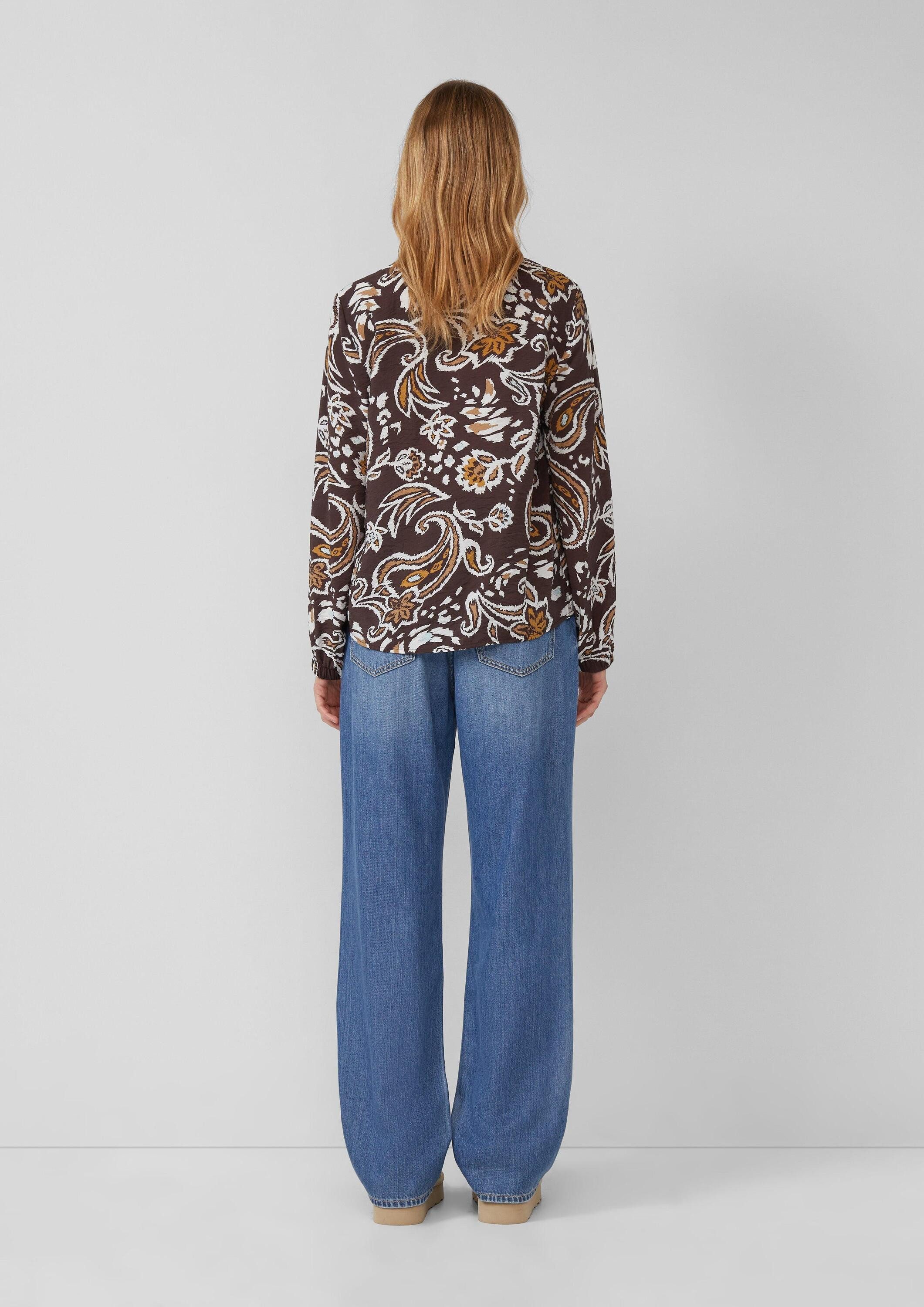 s.Oliver Langarmbluse Bluse Strukturierte Viskosemix-Bluse mit All-over-Print