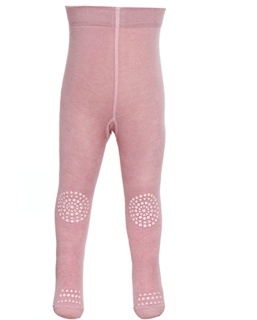 GoBabyGo Strumpfhose Baby Krabbelstrumpfhose - Kinder Strumpfhose mit ABS  Noppen an Knien, Sohlen und Zehen für Mädchen und Jungs (Rosa)