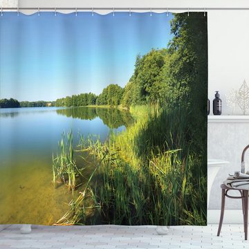 Abakuhaus Duschvorhang Moderner Digitaldruck mit 12 Haken auf Stoff Wasser Resistent Breite 175 cm, Höhe 180 cm, lake Forest Küste Bäume Natur