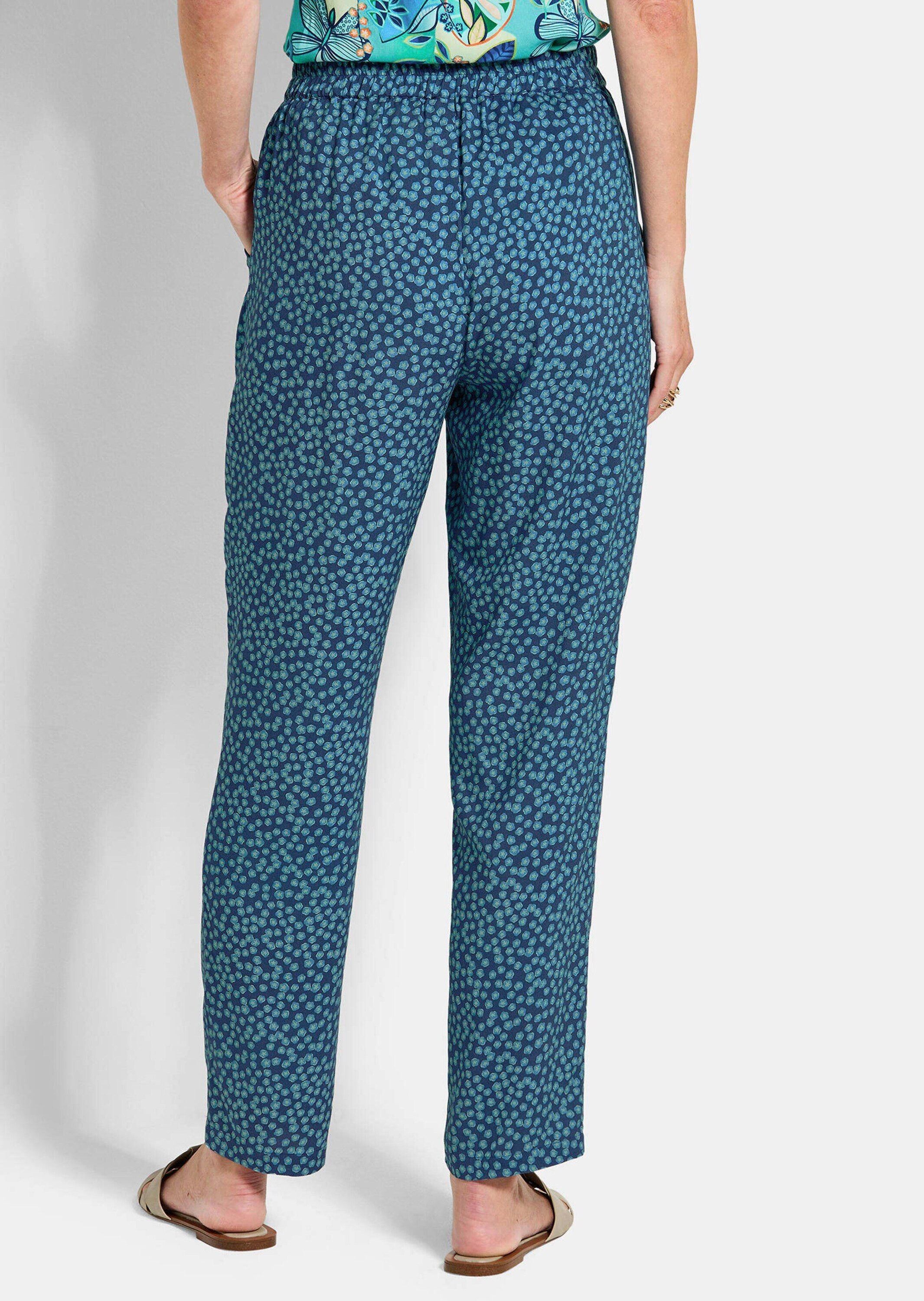 GOLDNER Schlupfhose Luftige Sommerhose mit Blütenmuster Druckhose mit Rundum-Dehnbund, Taschen und Knöchellänge