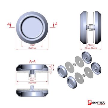 SCHMIDT security tools Griff Einlassgriff A Edelstahl Schwarz Muschelgriff Türgriff