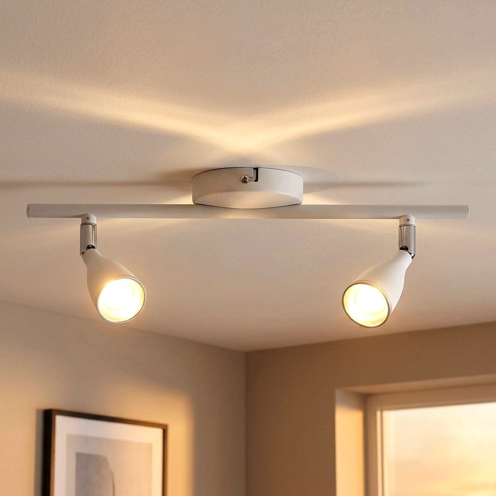 V-TAC LED Wandleuchte, LED-Leuchtmittel fest verbaut, Warmweiß, LED Deckenleuchte Wohnzimmerlampe Metall Weiß 2 flammig verstellbar