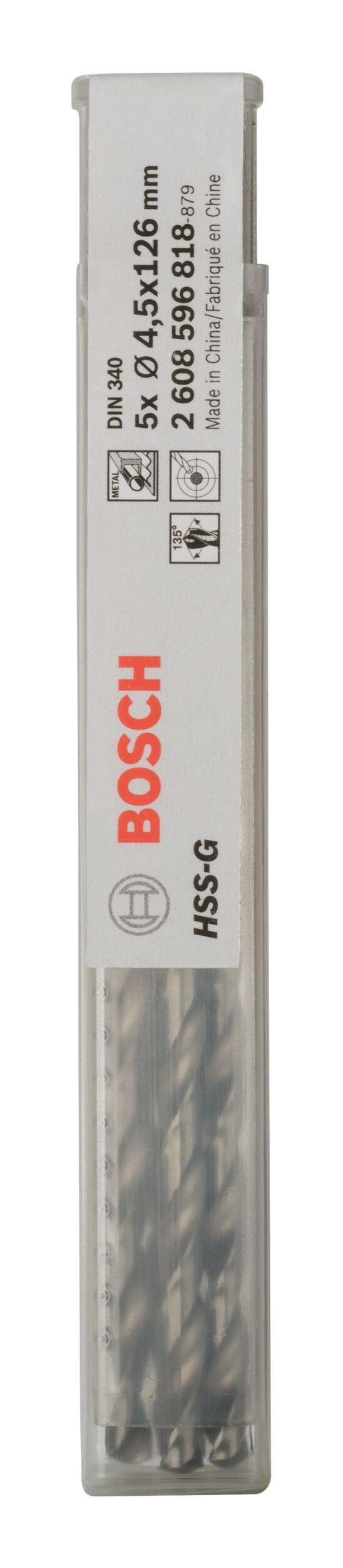 5er-Pack x HSS-G 4,5 BOSCH - 82 (5 x Metallbohrer, Stück), (DIN mm - 126 340)