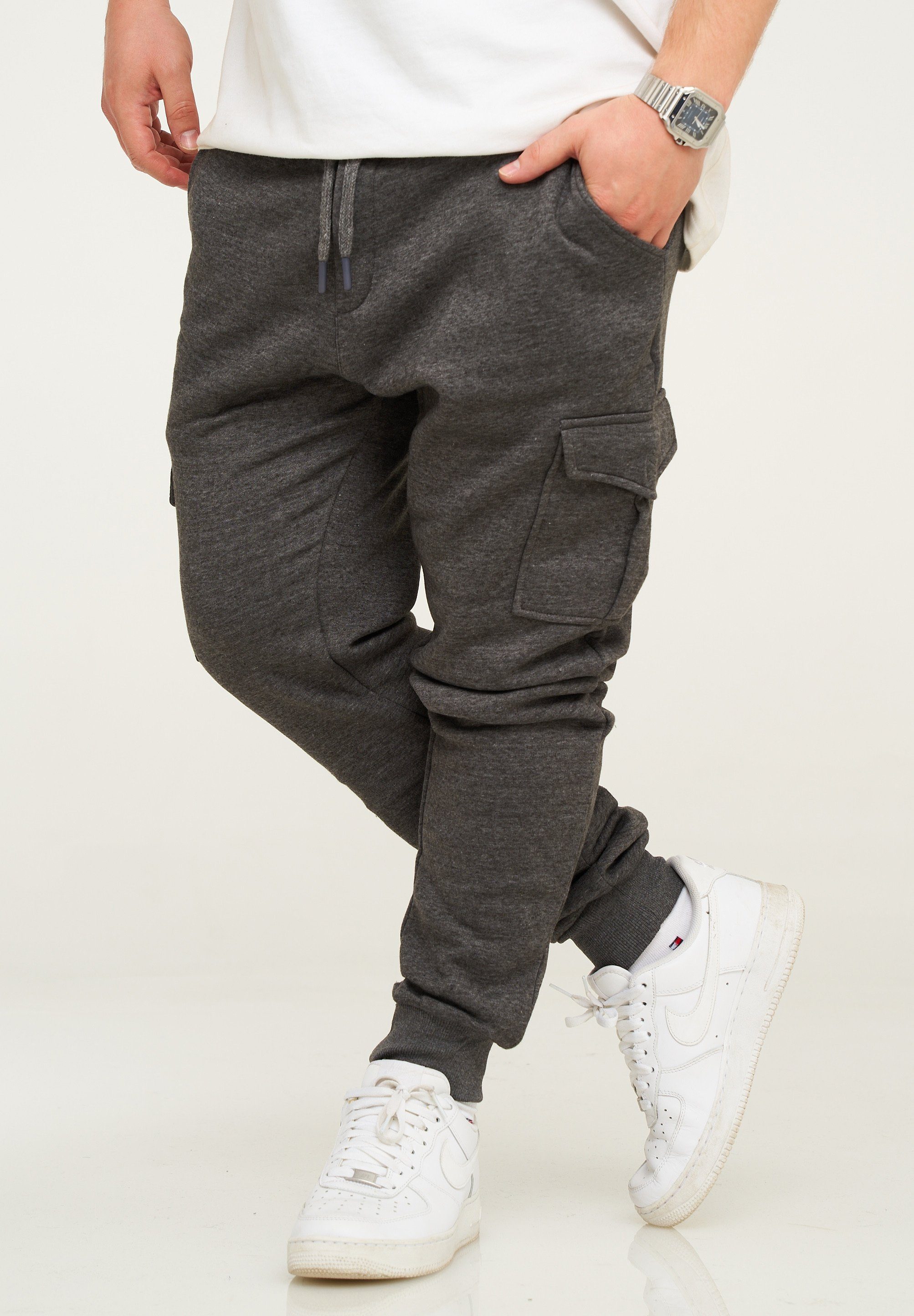 behype Jogginghose BHPIURA Herren Sporthose mit Cargotaschen Trainingshose Freizeithose