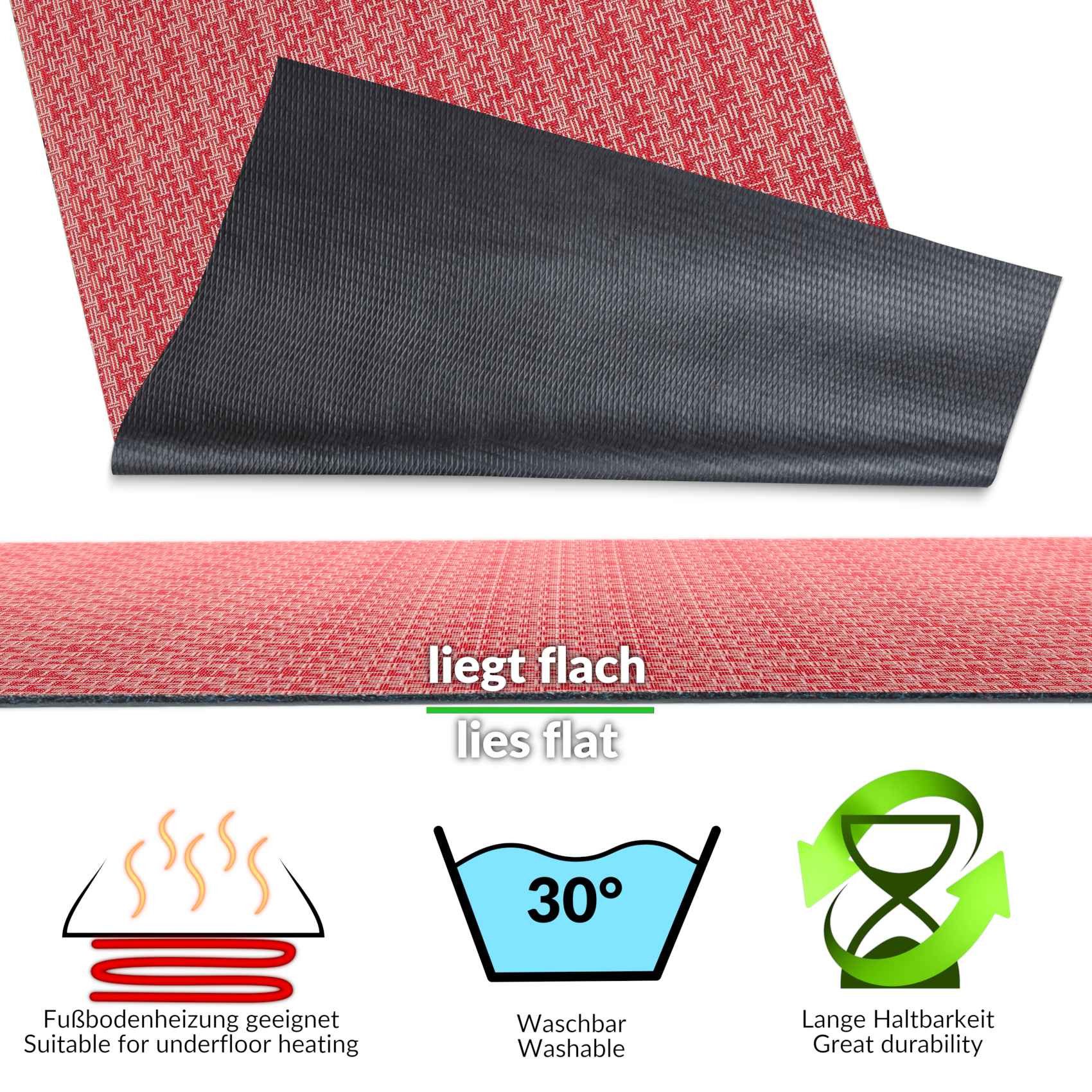 ANRO Küchenläufer ITACA Hochwertig Küchenteppich Teppich Textil, Eckig, Höhe: 3 mm, Velour