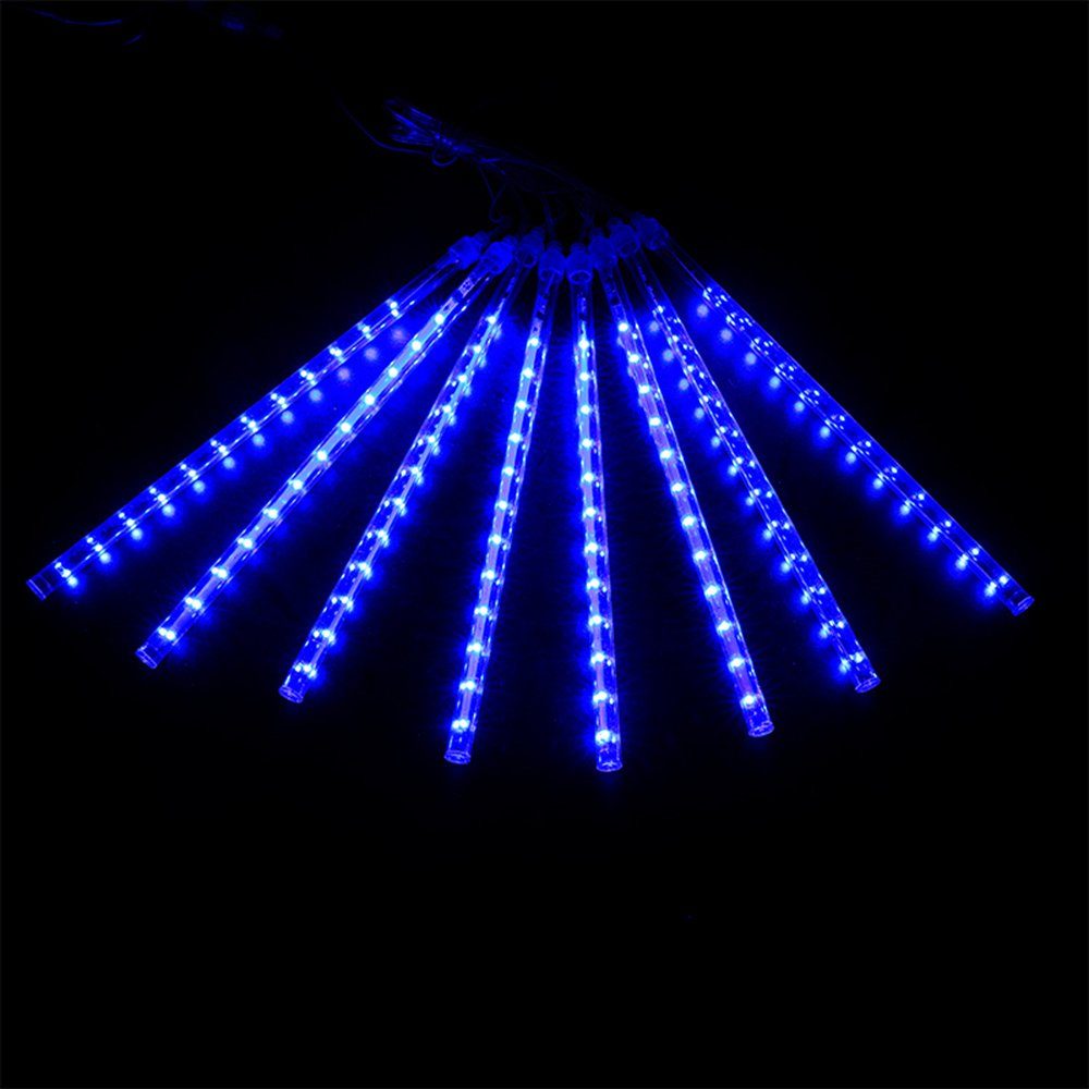 Rosnek LED-Lichterkette 8 Meteorschauer Rohre,Weihnachten Blau Eiszapfen Stück Regentropfen, 4